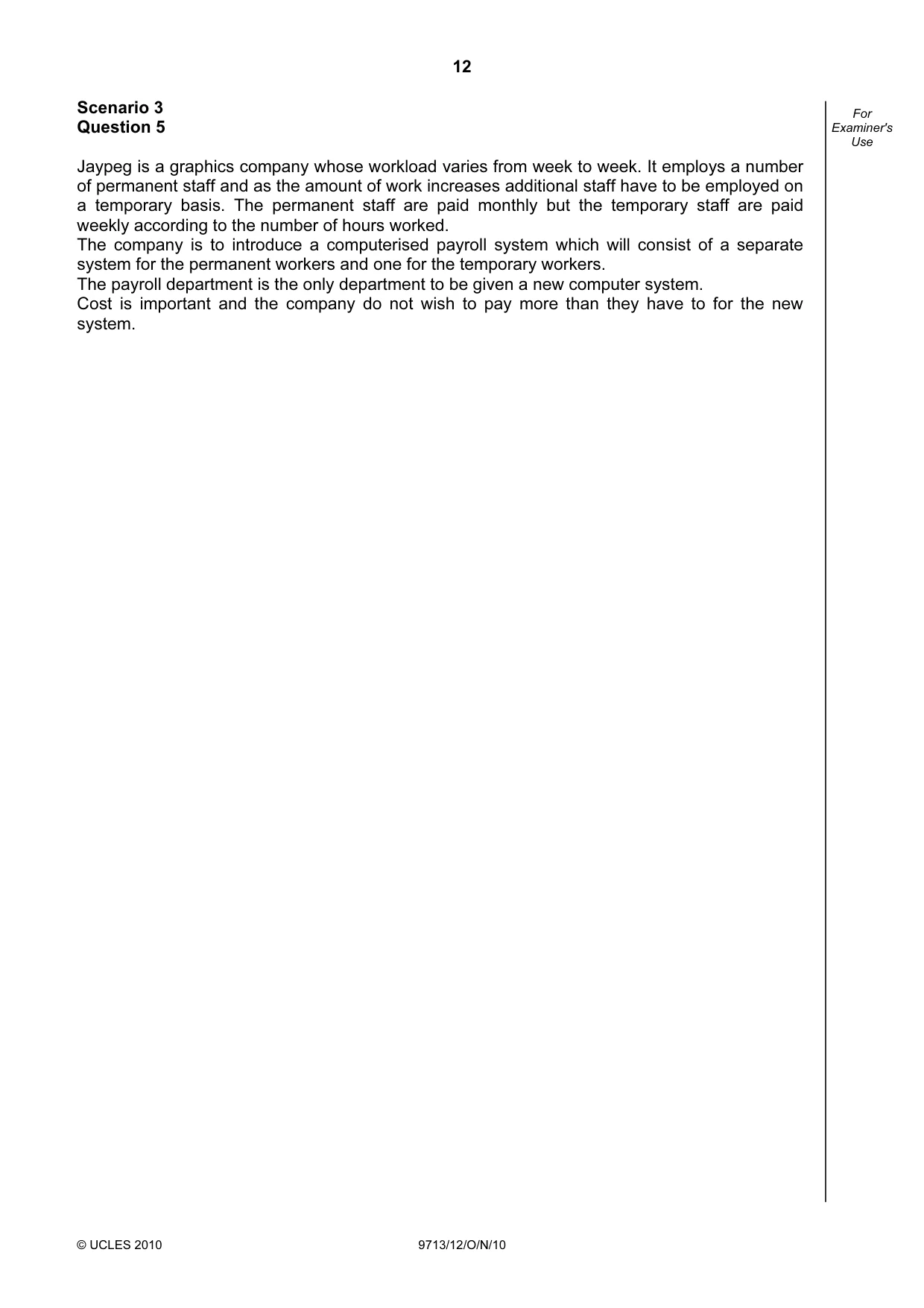 Cambridge A Level Applied Information and Communication Technology 9713 2010 Oct/Nov Paper 1 · Variant 2 question paper, page 12 of 20