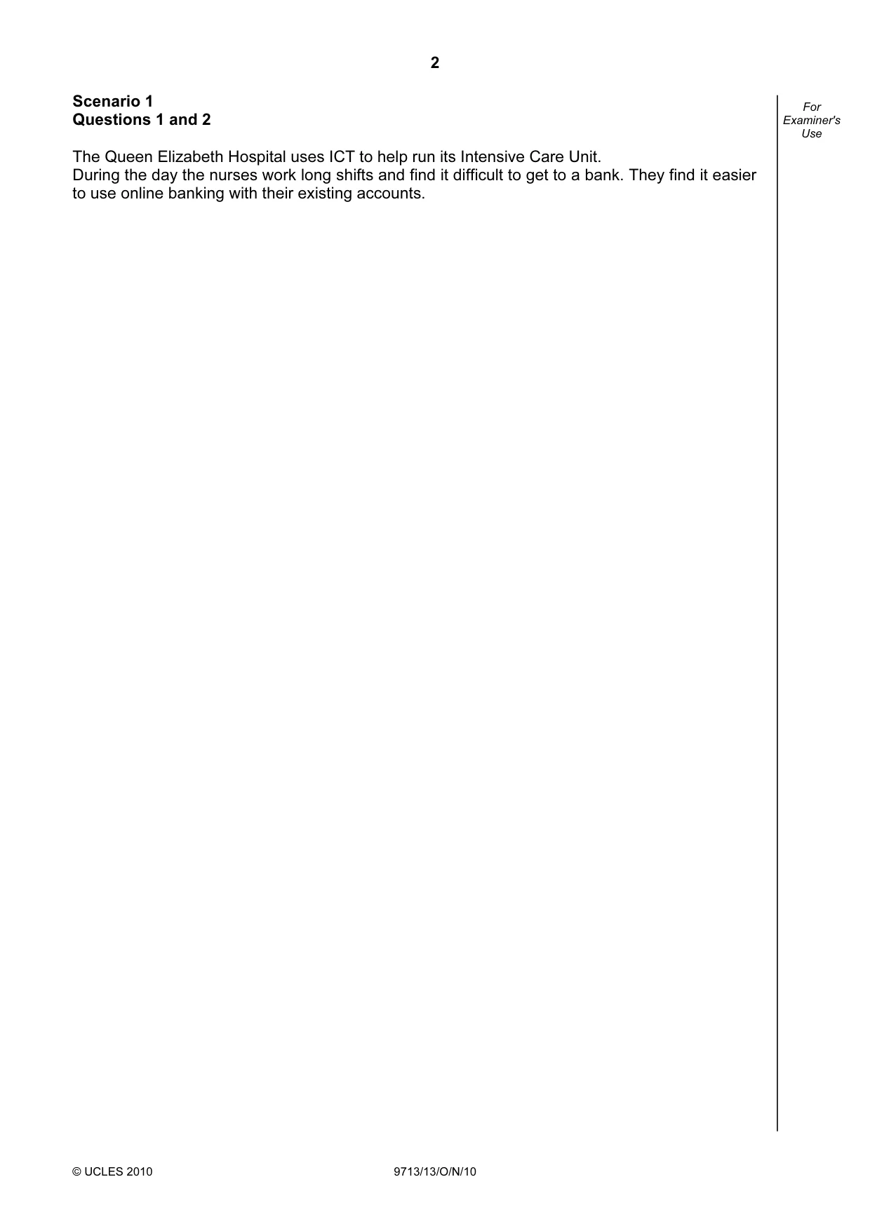 Cambridge A Level Applied Information and Communication Technology 9713 2010 Oct/Nov Paper 1 · Variant 3 question paper, page 2 of 20