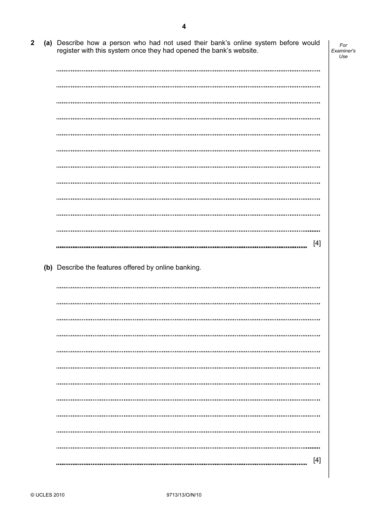 Cambridge A Level Applied Information and Communication Technology 9713 2010 Oct/Nov Paper 1 · Variant 3 question paper, page 4 of 20