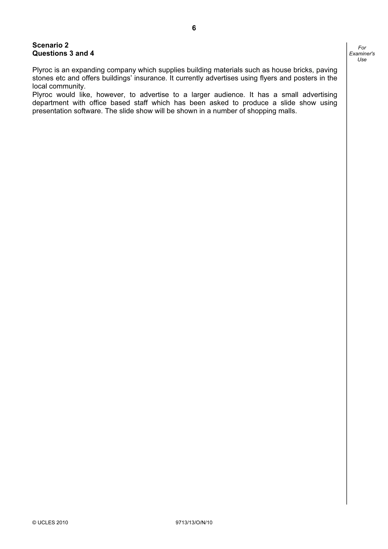 Cambridge A Level Applied Information and Communication Technology 9713 2010 Oct/Nov Paper 1 · Variant 3 question paper, page 6 of 20