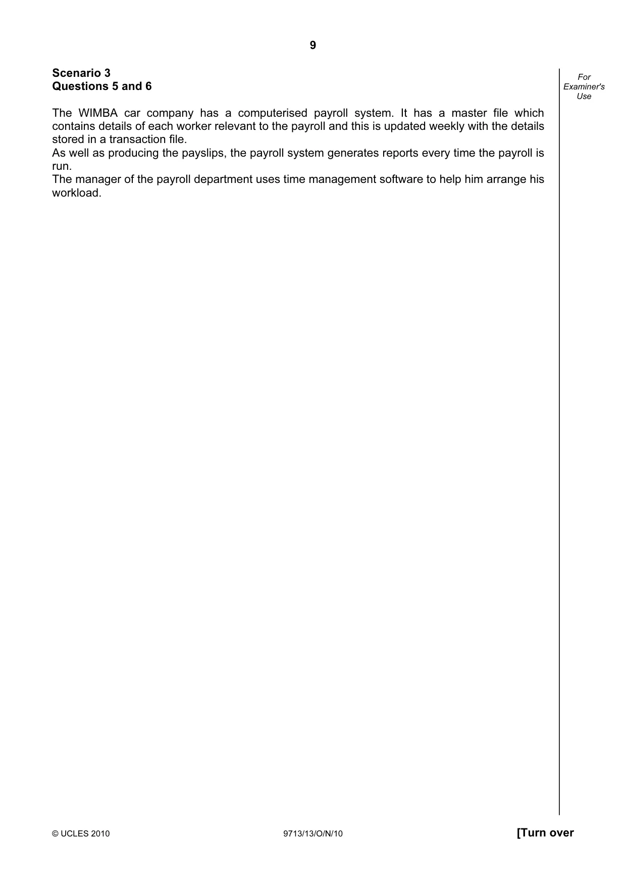 Cambridge A Level Applied Information and Communication Technology 9713 2010 Oct/Nov Paper 1 · Variant 3 question paper, page 9 of 20