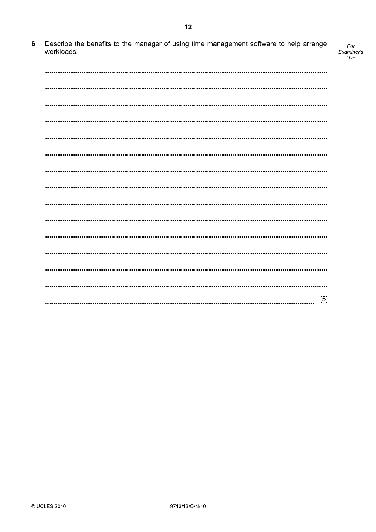 Cambridge A Level Applied Information and Communication Technology 9713 2010 Oct/Nov Paper 1 · Variant 3 question paper, page 12 of 20