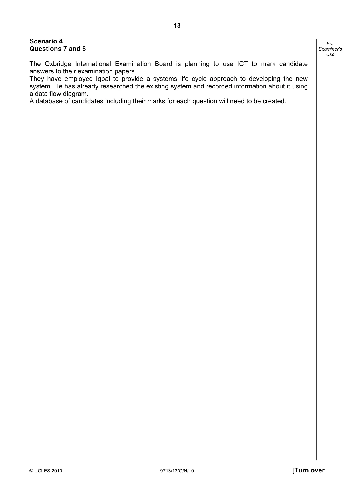 Cambridge A Level Applied Information and Communication Technology 9713 2010 Oct/Nov Paper 1 · Variant 3 question paper, page 13 of 20