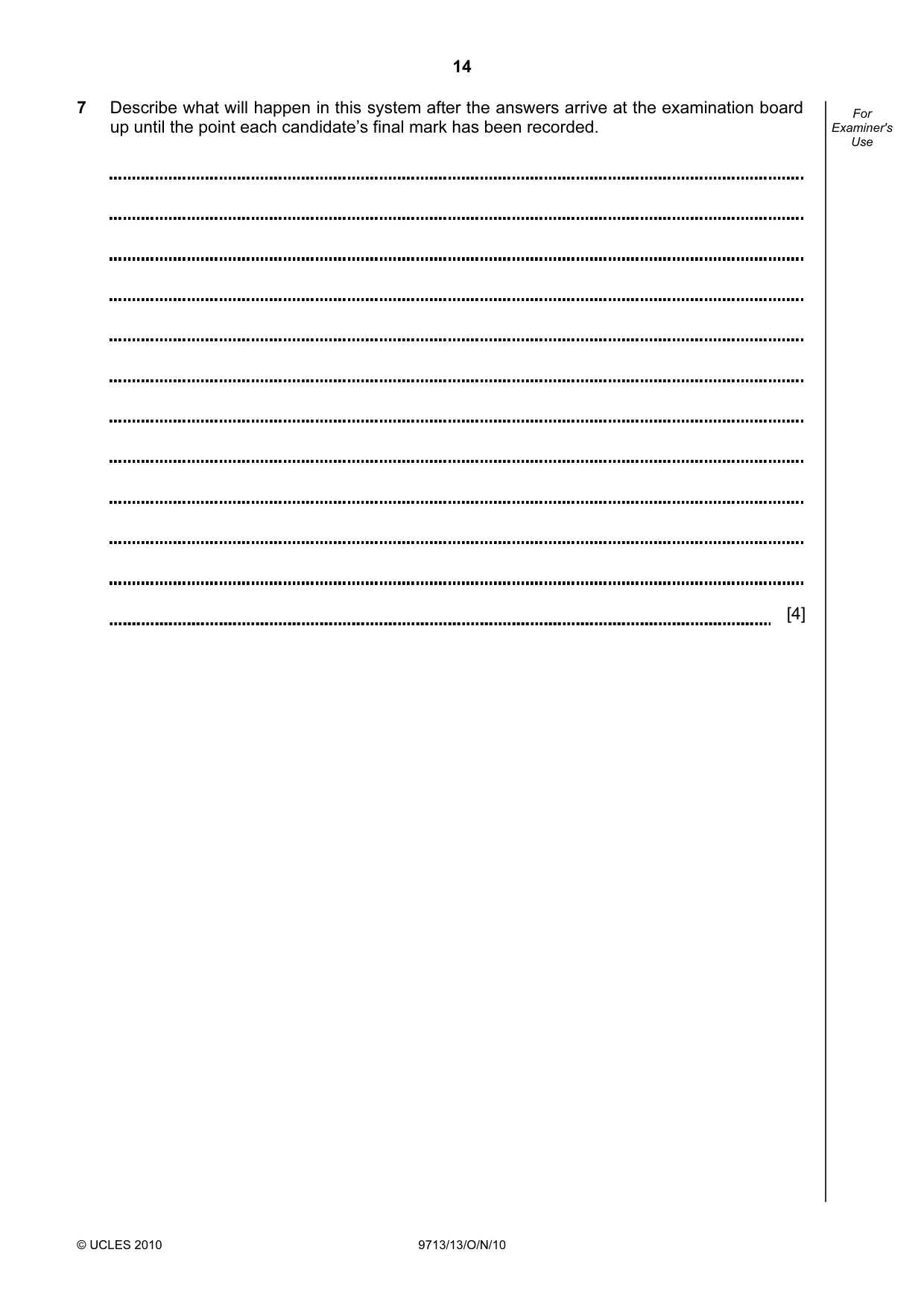 Cambridge A Level Applied Information and Communication Technology 9713 2010 Oct/Nov Paper 1 · Variant 3 question paper, page 14 of 20