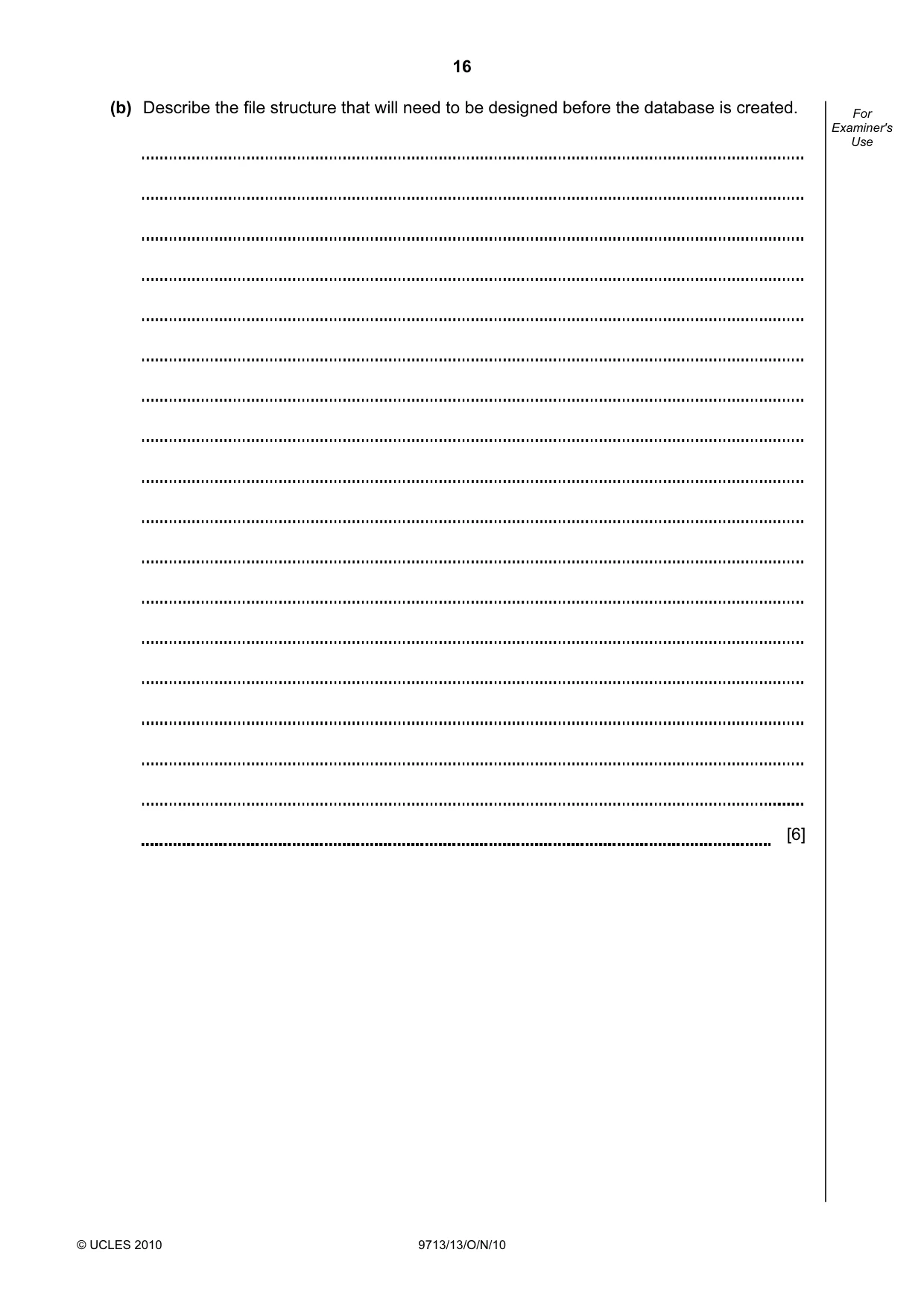 Cambridge A Level Applied Information and Communication Technology 9713 2010 Oct/Nov Paper 1 · Variant 3 question paper, page 16 of 20