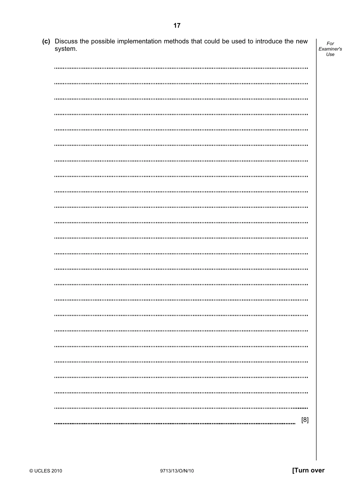 Cambridge A Level Applied Information and Communication Technology 9713 2010 Oct/Nov Paper 1 · Variant 3 question paper, page 17 of 20