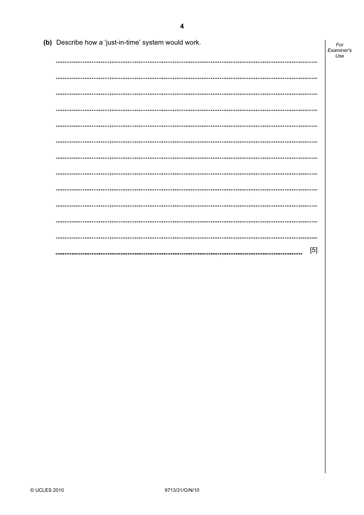 Cambridge A Level Applied Information and Communication Technology 9713 2010 Oct/Nov Paper 3 · Variant 1 question paper, page 4 of 20