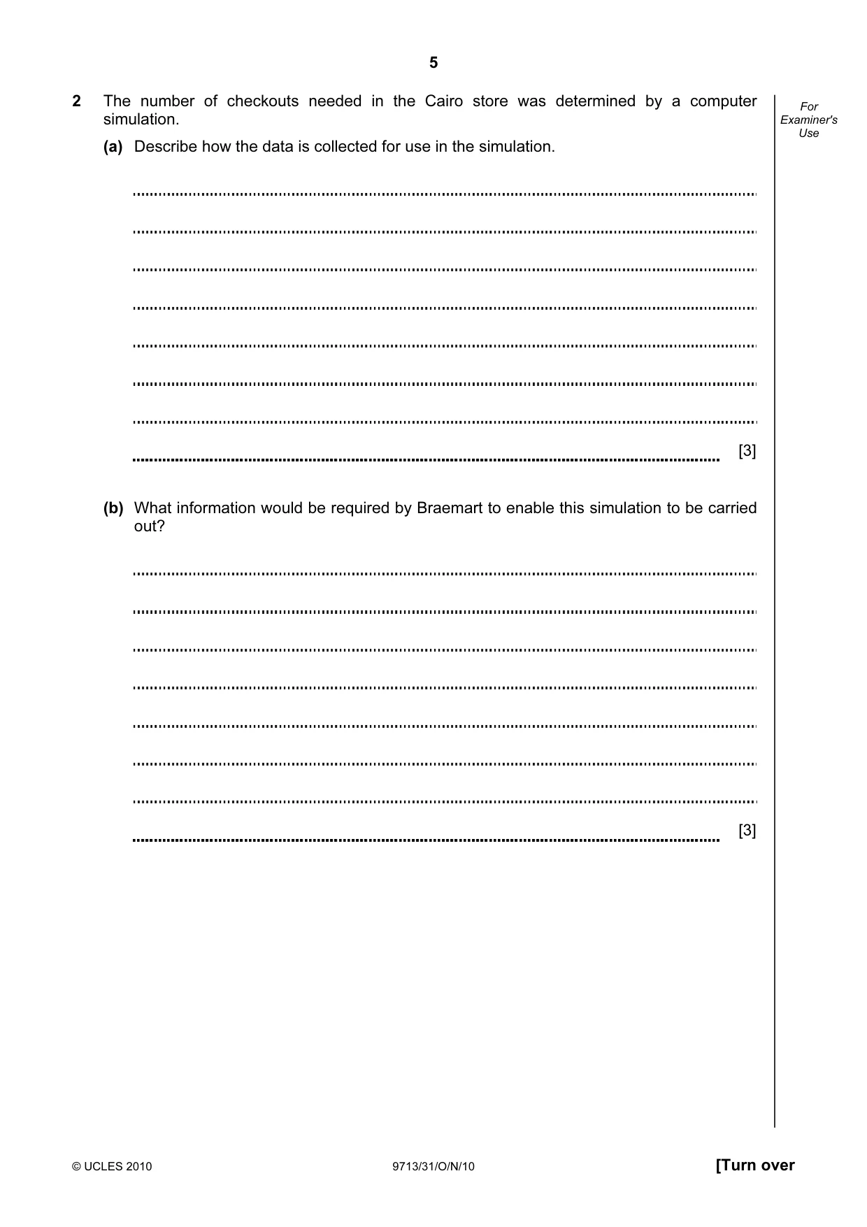 Cambridge A Level Applied Information and Communication Technology 9713 2010 Oct/Nov Paper 3 · Variant 1 question paper, page 5 of 20
