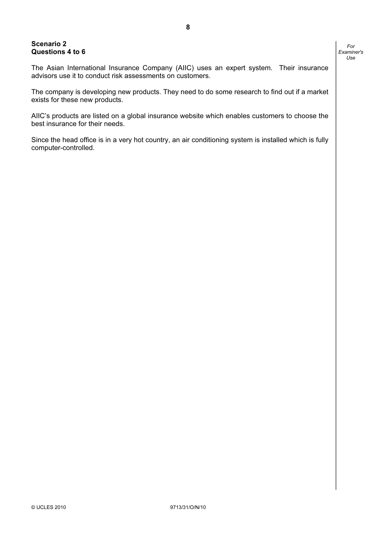Cambridge A Level Applied Information and Communication Technology 9713 2010 Oct/Nov Paper 3 · Variant 1 question paper, page 8 of 20