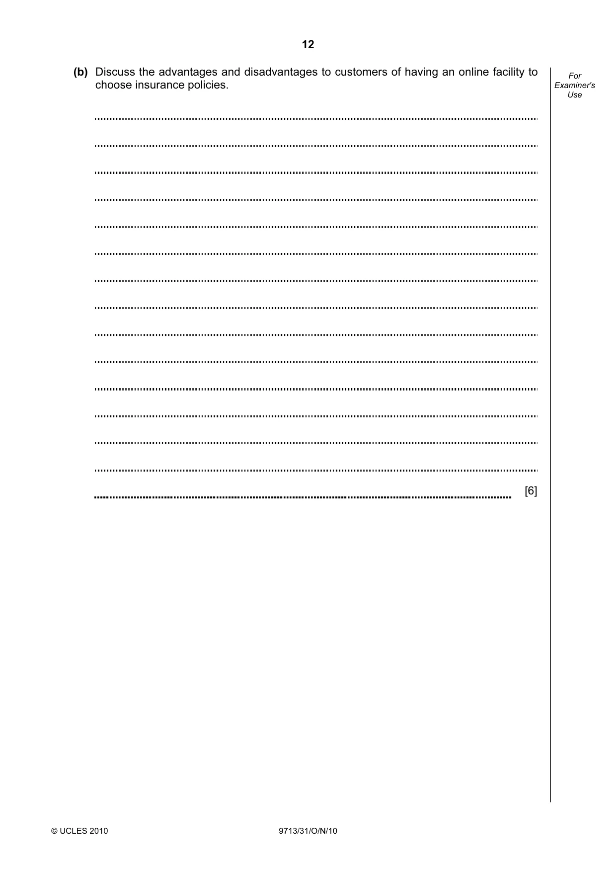 Cambridge A Level Applied Information and Communication Technology 9713 2010 Oct/Nov Paper 3 · Variant 1 question paper, page 12 of 20