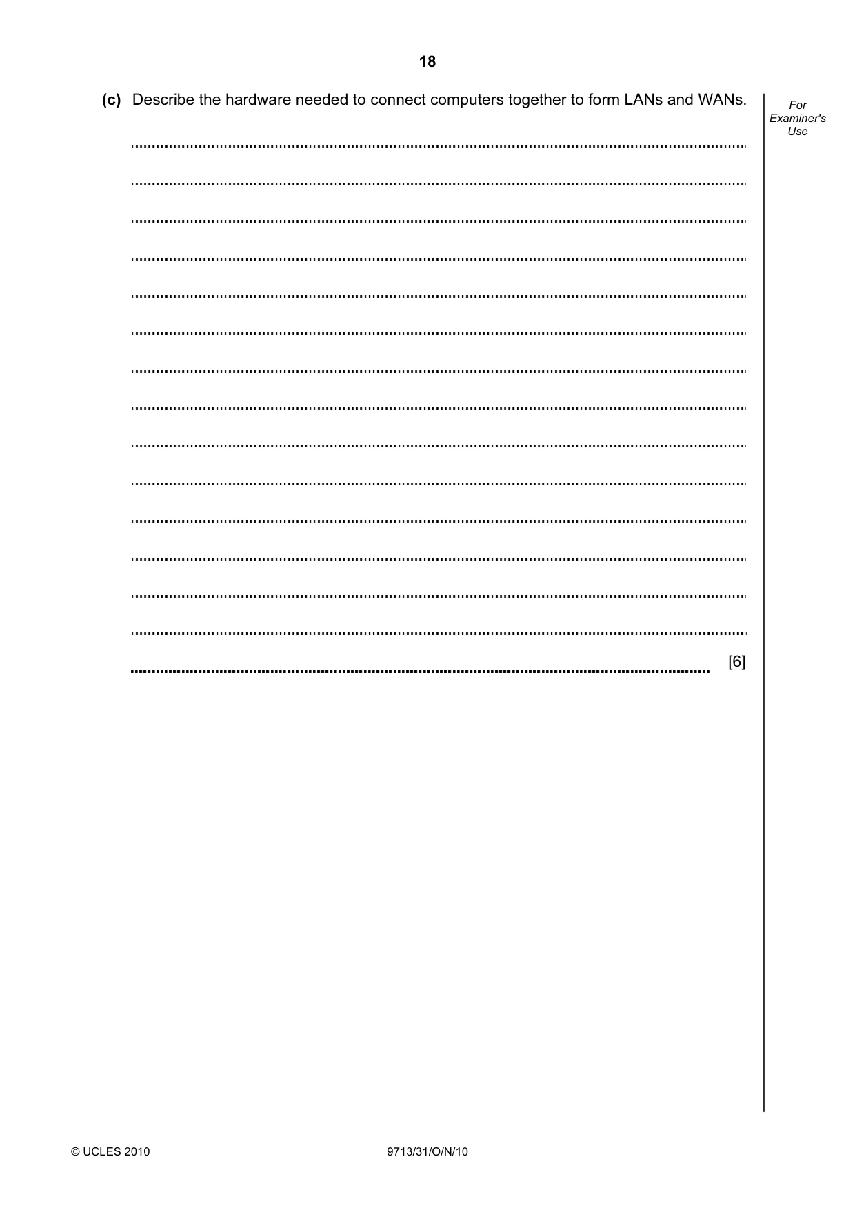 Cambridge A Level Applied Information and Communication Technology 9713 2010 Oct/Nov Paper 3 · Variant 1 question paper, page 18 of 20