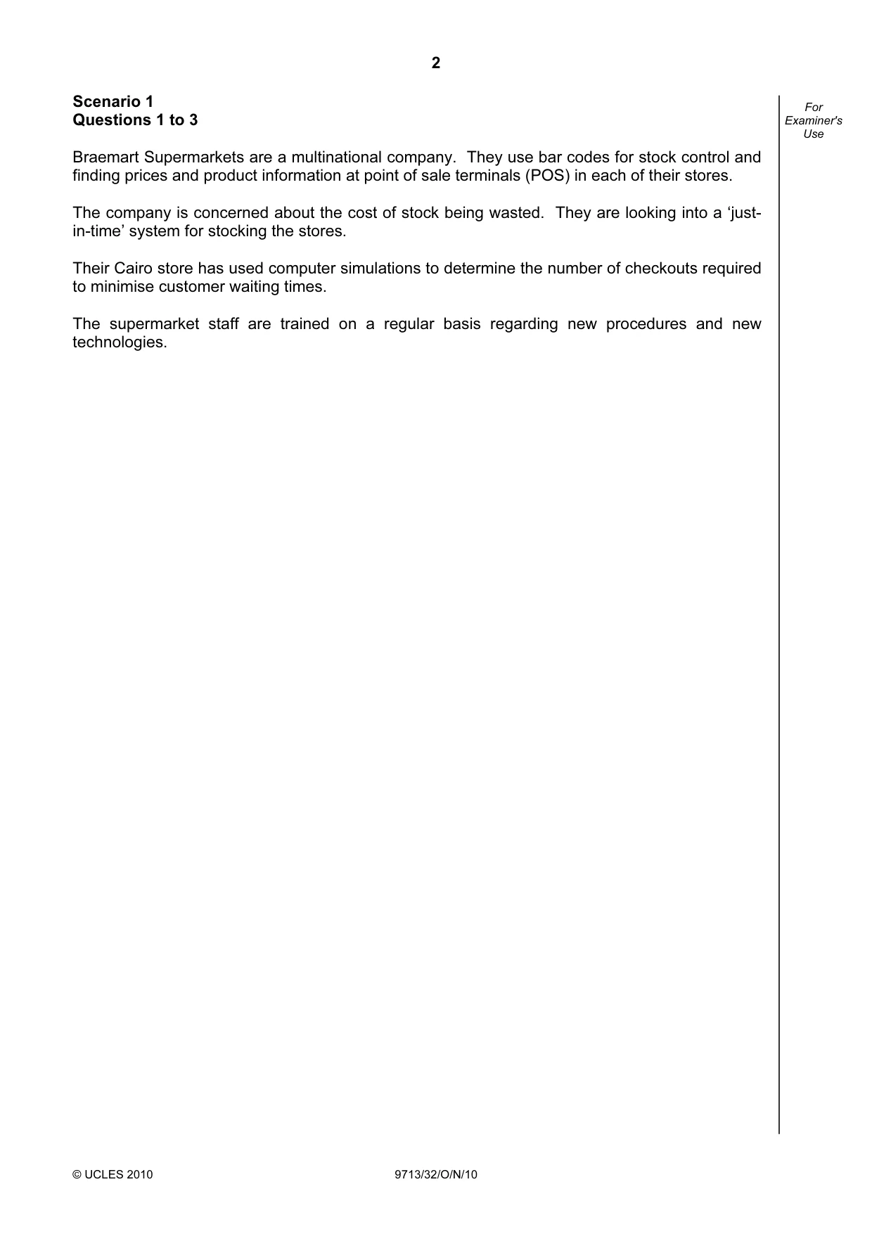 Cambridge A Level Applied Information and Communication Technology 9713 2010 Oct/Nov Paper 3 · Variant 2 question paper, page 2 of 20