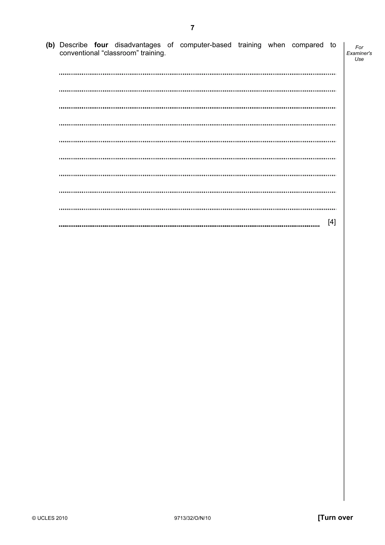Cambridge A Level Applied Information and Communication Technology 9713 2010 Oct/Nov Paper 3 · Variant 2 question paper, page 7 of 20