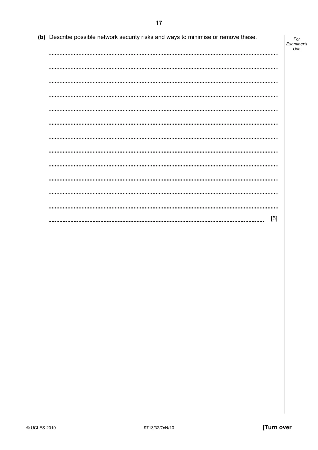 Cambridge A Level Applied Information and Communication Technology 9713 2010 Oct/Nov Paper 3 · Variant 2 question paper, page 17 of 20
