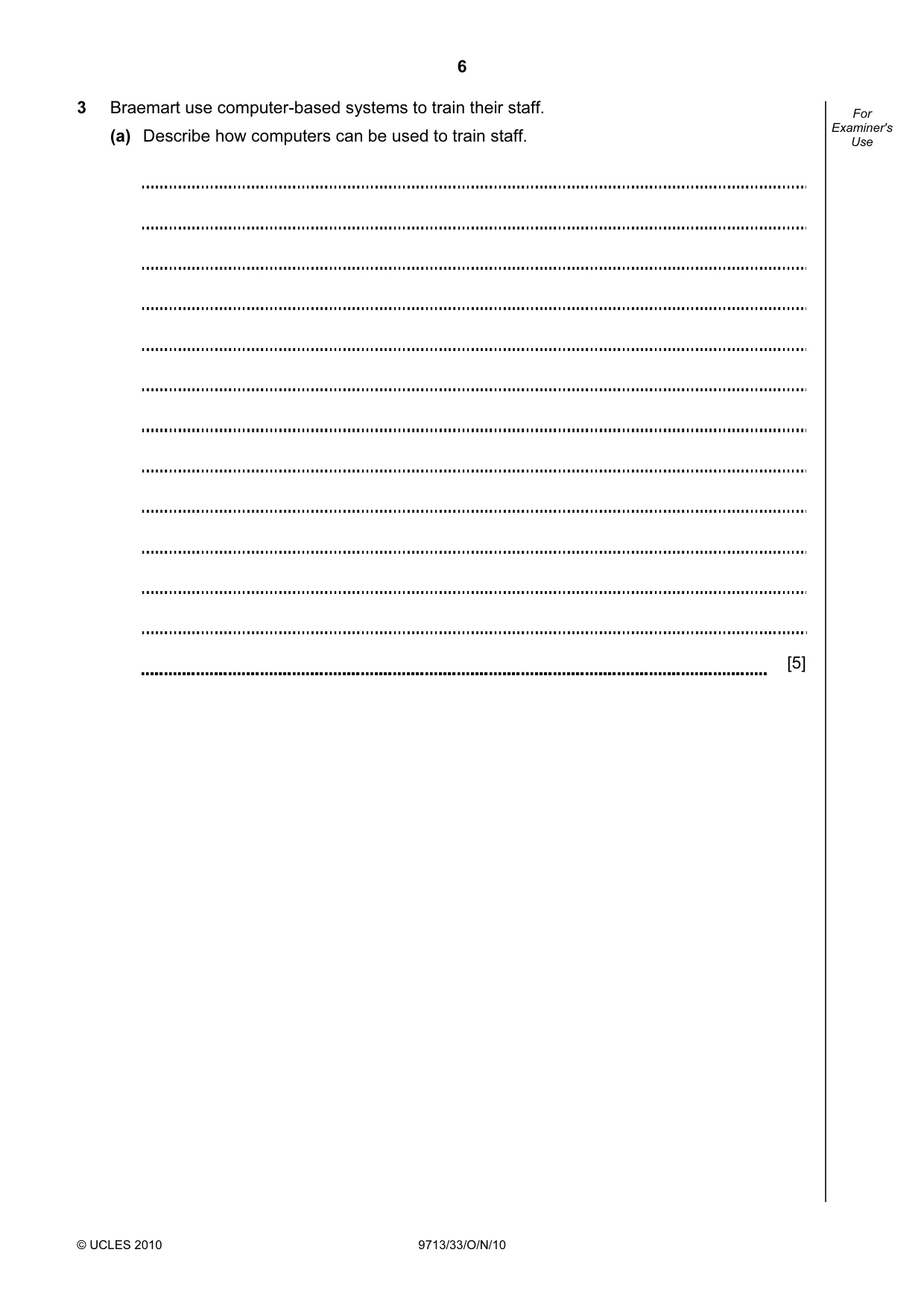 Cambridge A Level Applied Information and Communication Technology 9713 2010 Oct/Nov Paper 3 · Variant 3 question paper, page 6 of 20