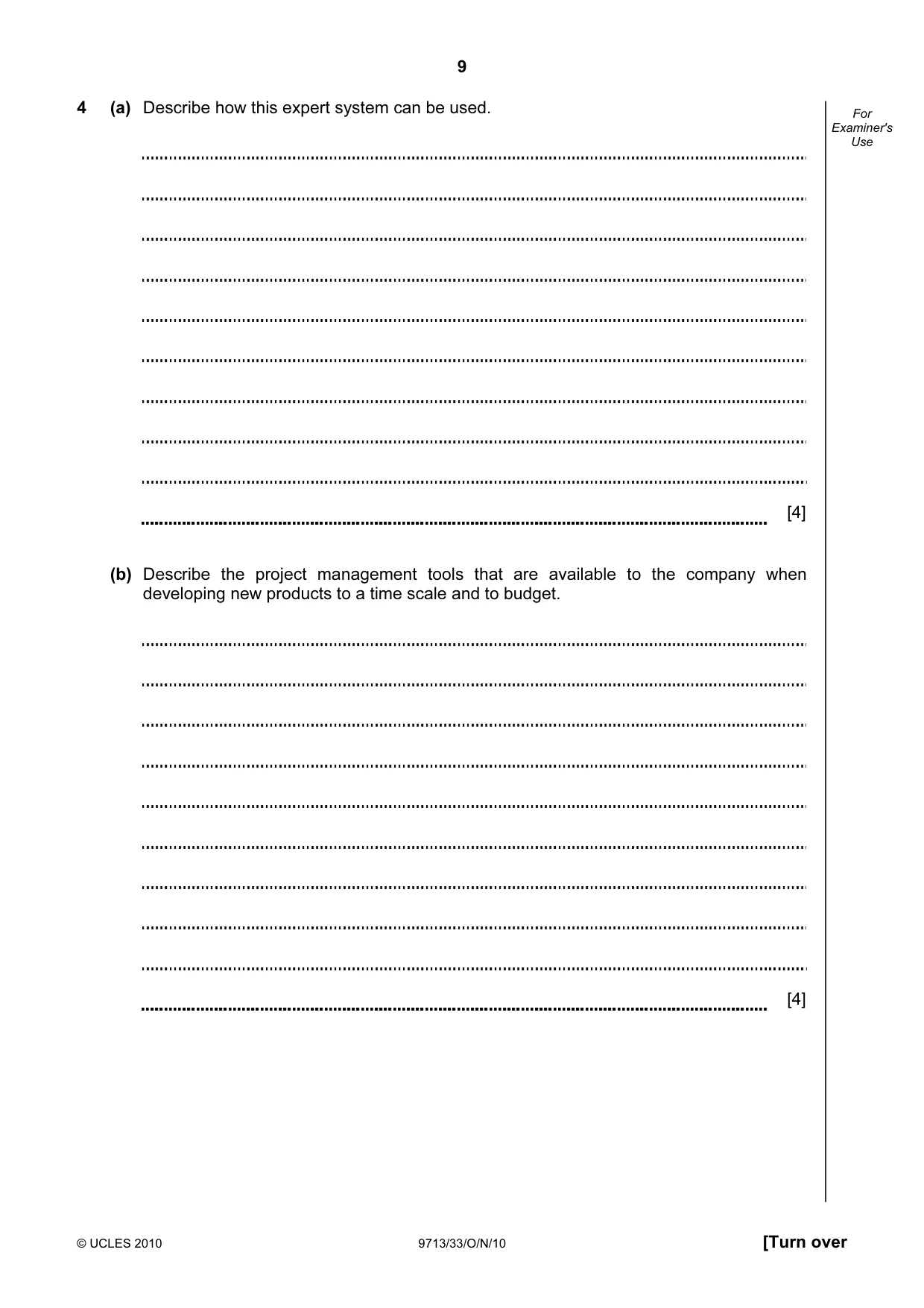 Cambridge A Level Applied Information and Communication Technology 9713 2010 Oct/Nov Paper 3 · Variant 3 question paper, page 9 of 20