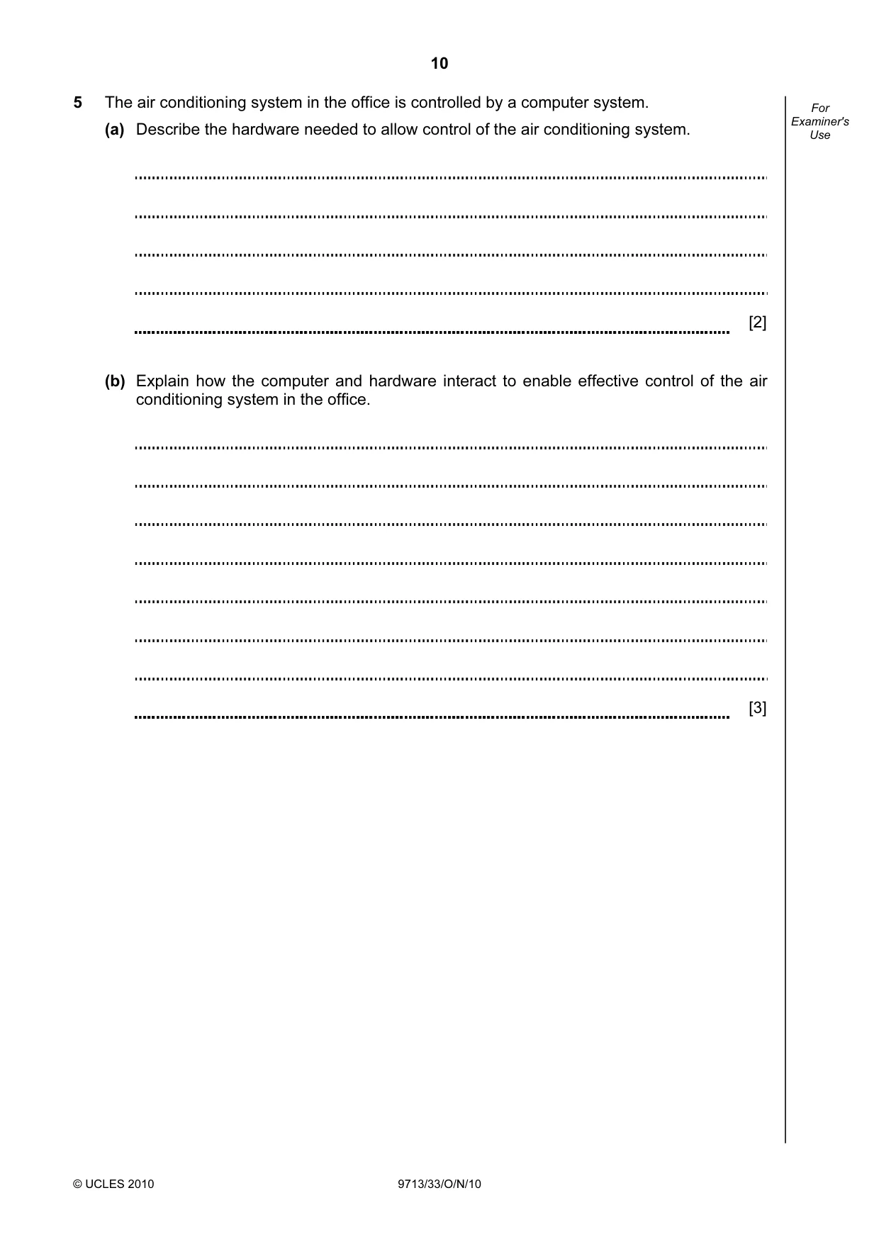 Cambridge A Level Applied Information and Communication Technology 9713 2010 Oct/Nov Paper 3 · Variant 3 question paper, page 10 of 20