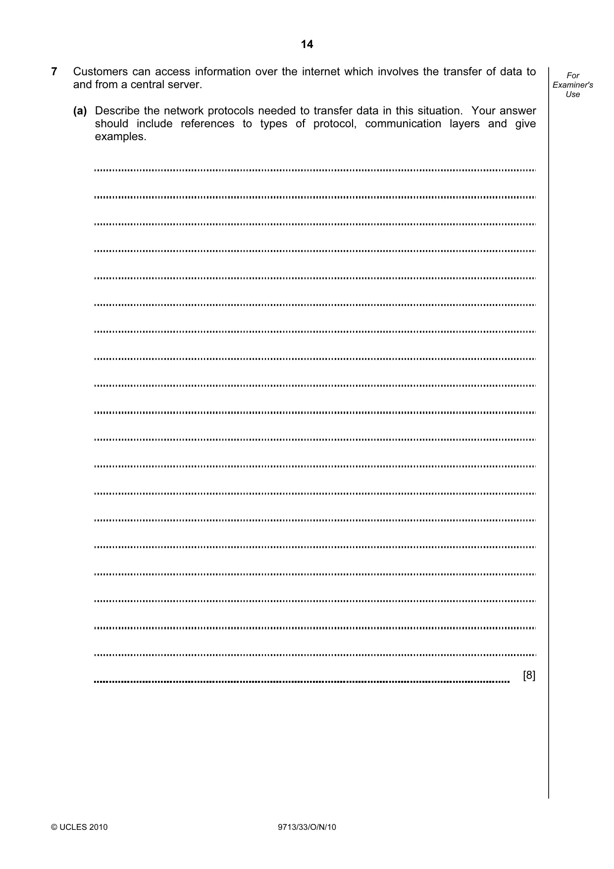 Cambridge A Level Applied Information and Communication Technology 9713 2010 Oct/Nov Paper 3 · Variant 3 question paper, page 14 of 20