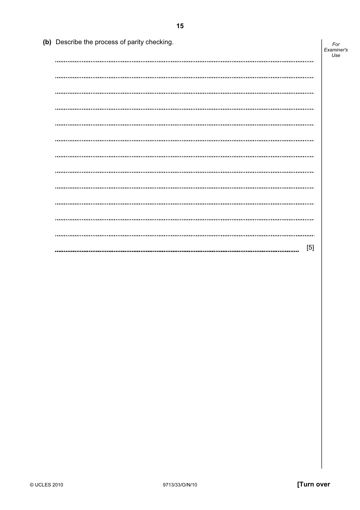 Cambridge A Level Applied Information and Communication Technology 9713 2010 Oct/Nov Paper 3 · Variant 3 question paper, page 15 of 20