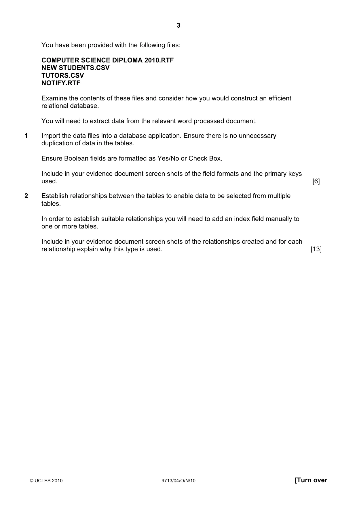 Cambridge A Level Applied Information and Communication Technology 9713 2010 Oct/Nov Paper 4 · Variant 1 question paper, page 3 of 8