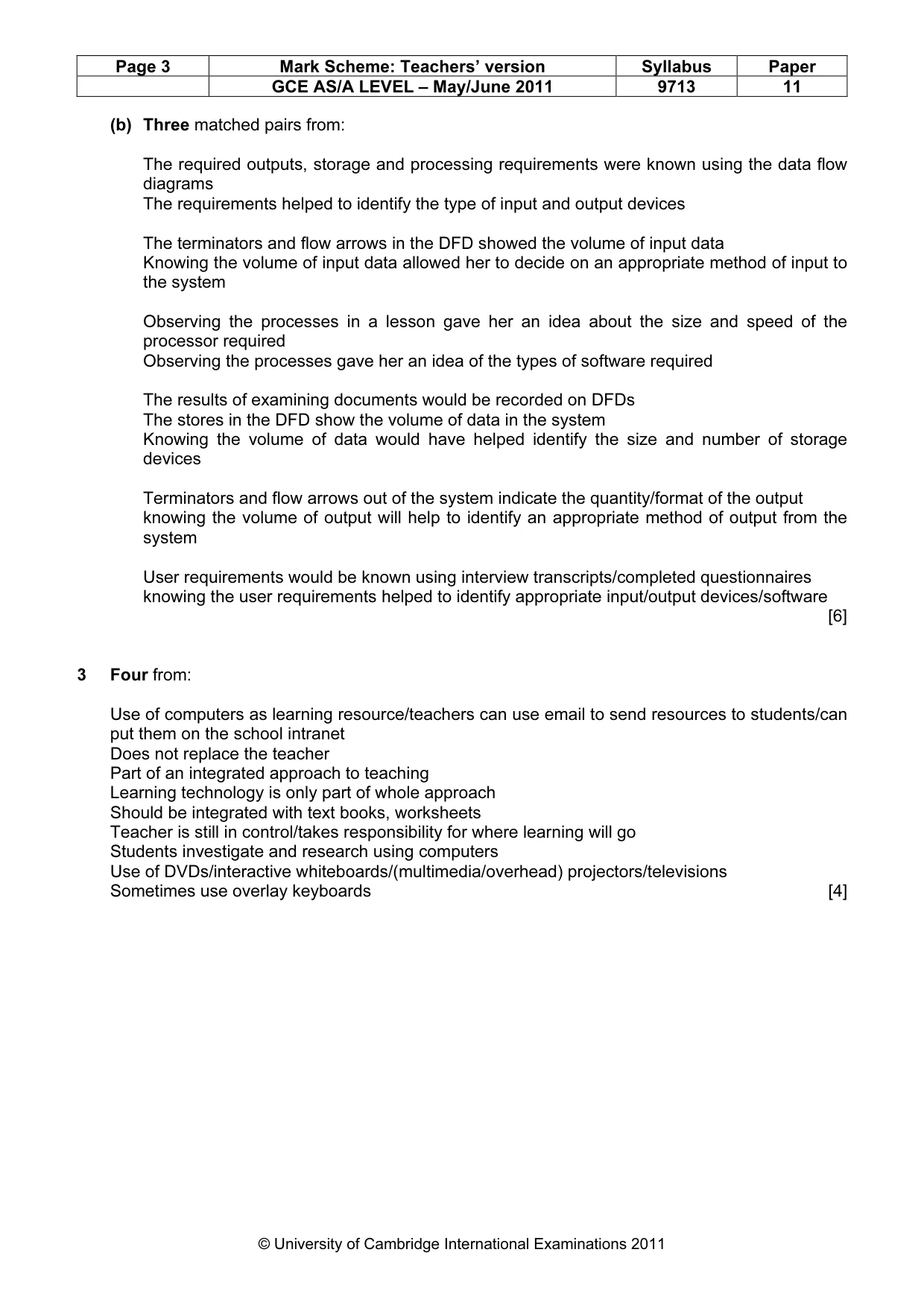 Mark scheme, page 3 of 7