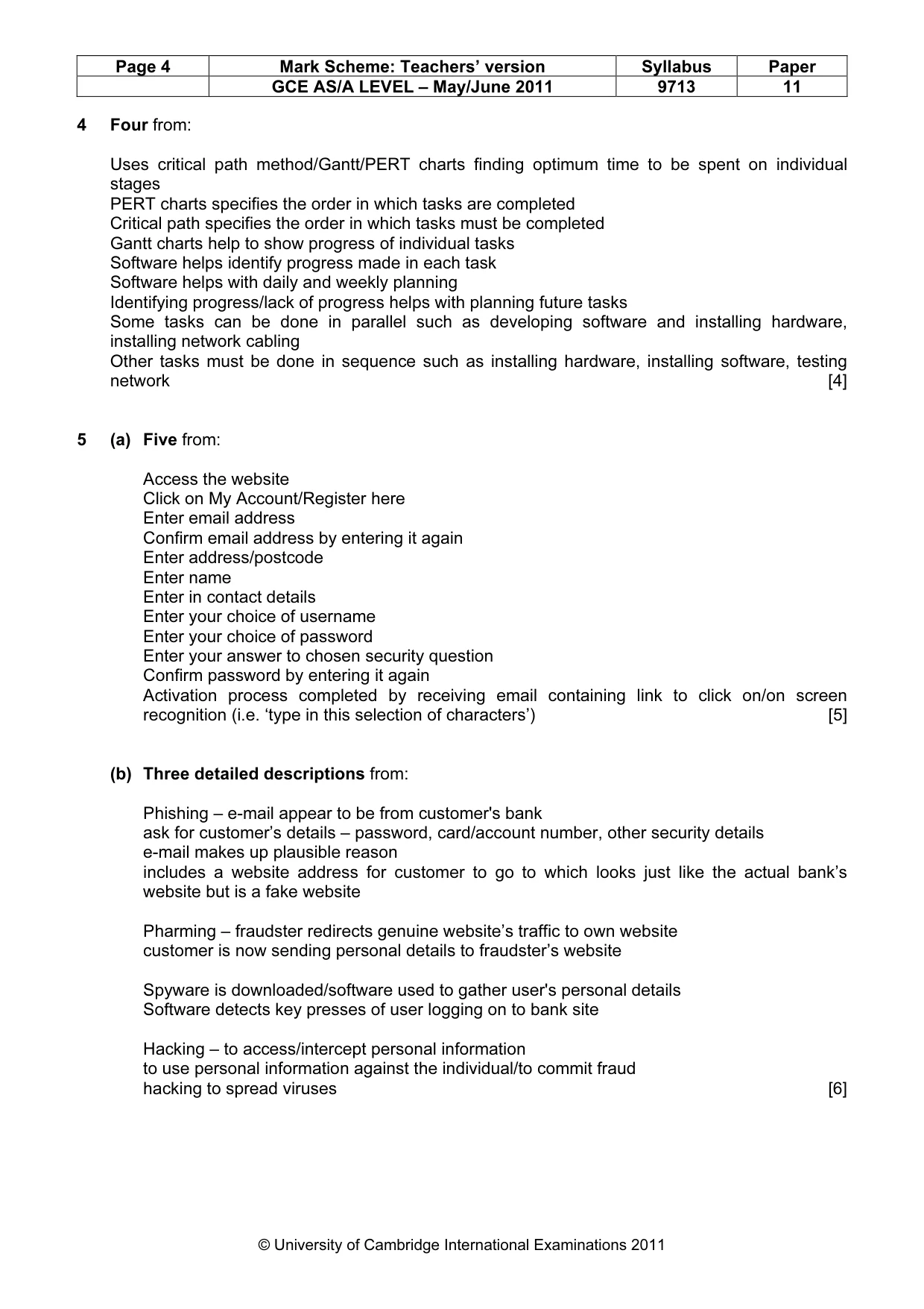Mark scheme, page 4 of 7