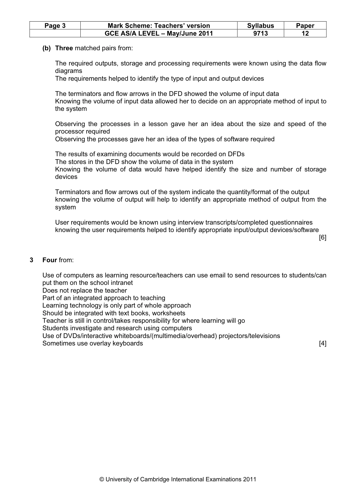 Mark scheme, page 3 of 7