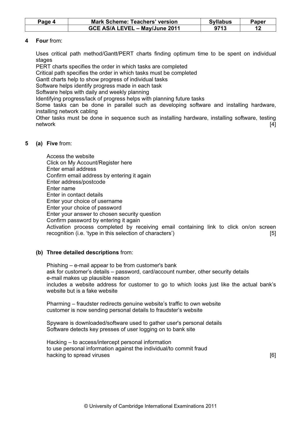 Mark scheme, page 4 of 7