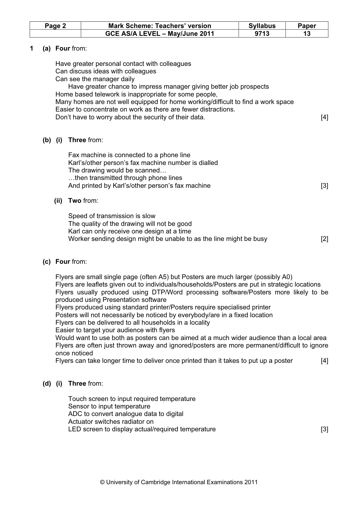 Mark scheme, page 2 of 6