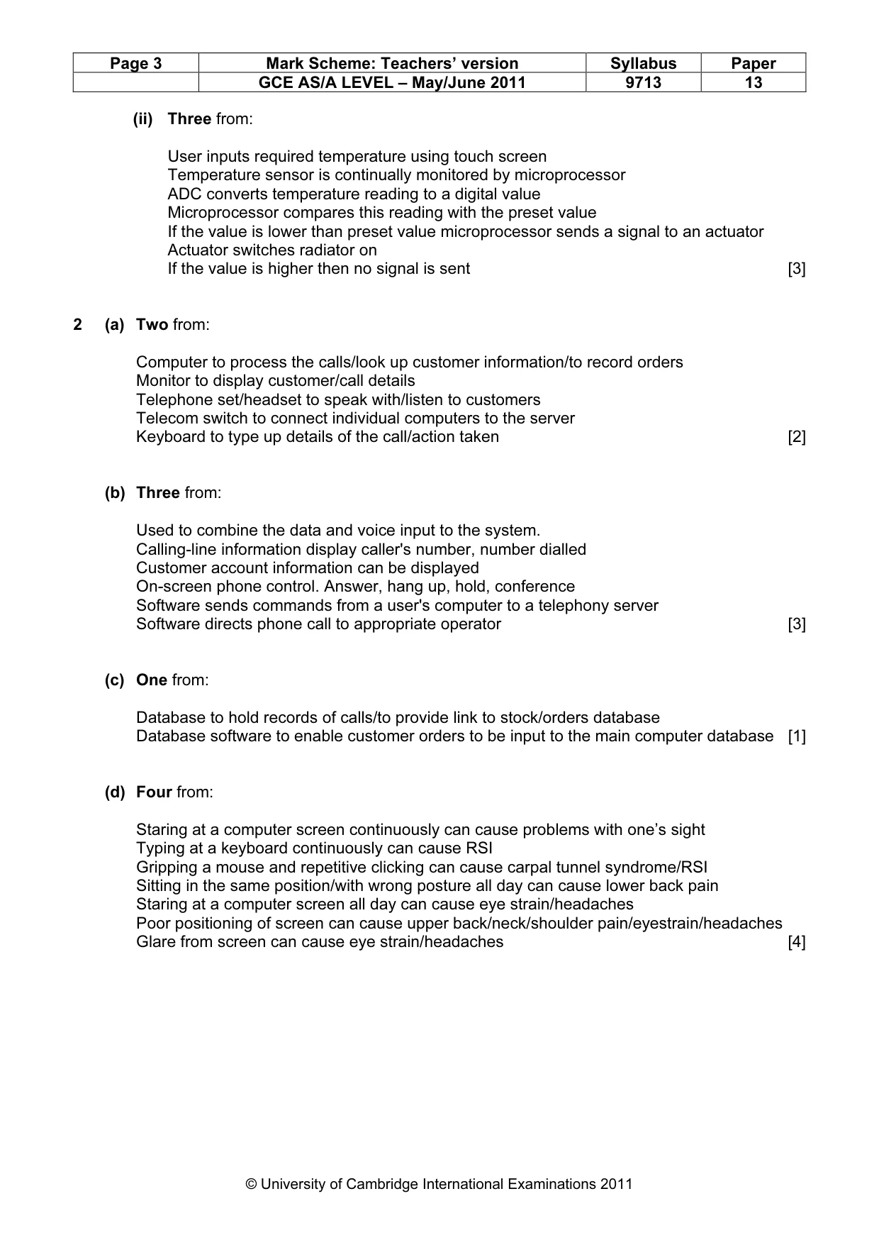 Mark scheme, page 3 of 6