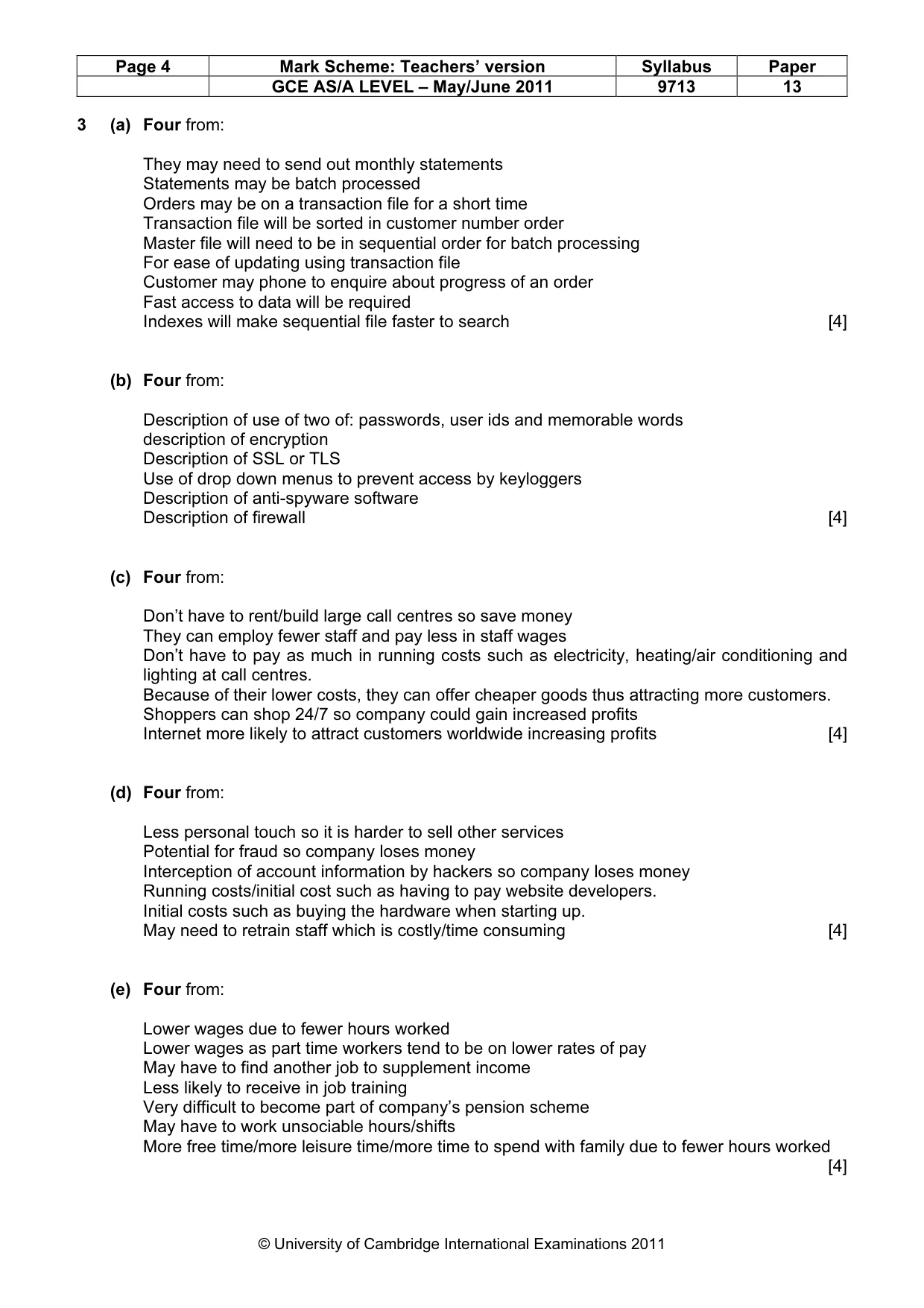 Mark scheme, page 4 of 6