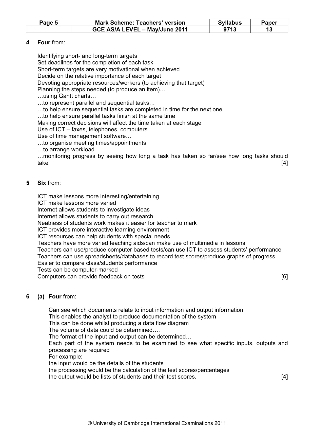 Mark scheme, page 5 of 6