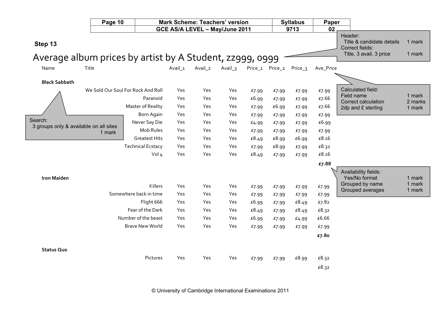 Mark scheme, page 10 of 12