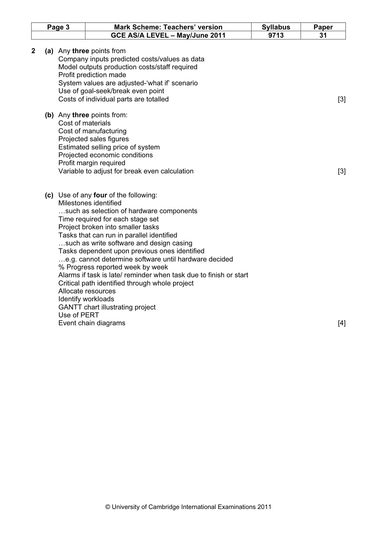 Mark scheme, page 3 of 7