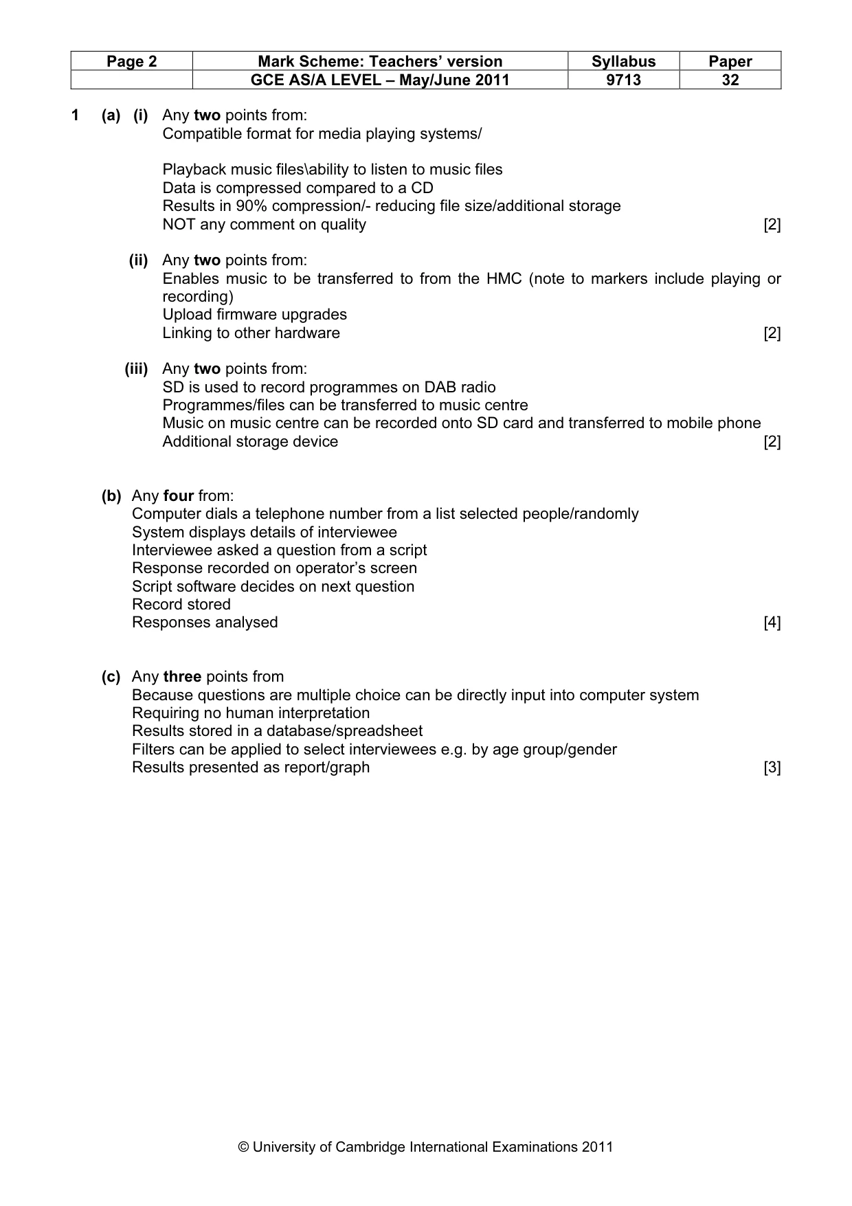 Mark scheme, page 2 of 7