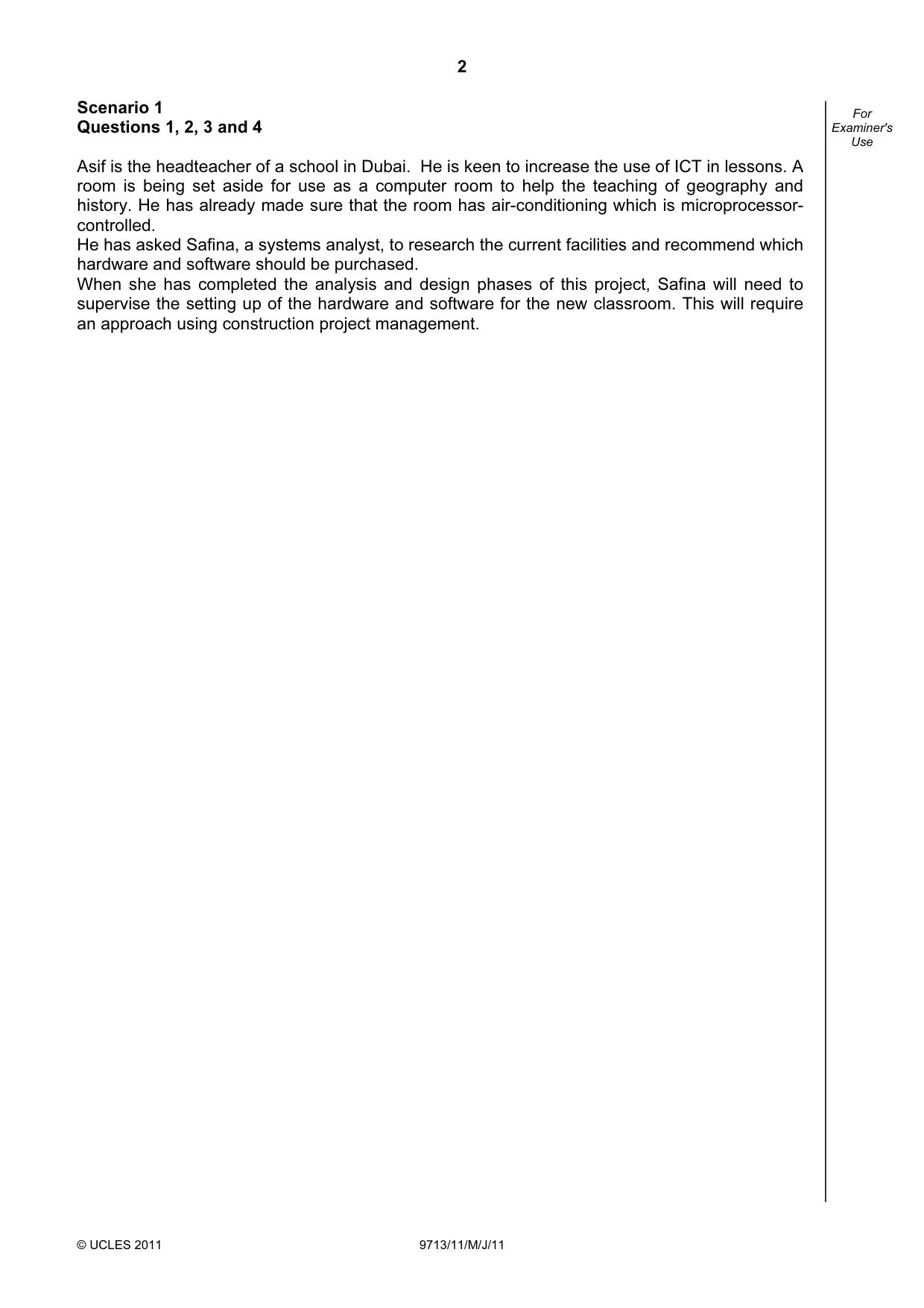 Cambridge A Level Applied Information and Communication Technology 9713 2011 May/June Paper 1 · Variant 1 question paper, page 2 of 20