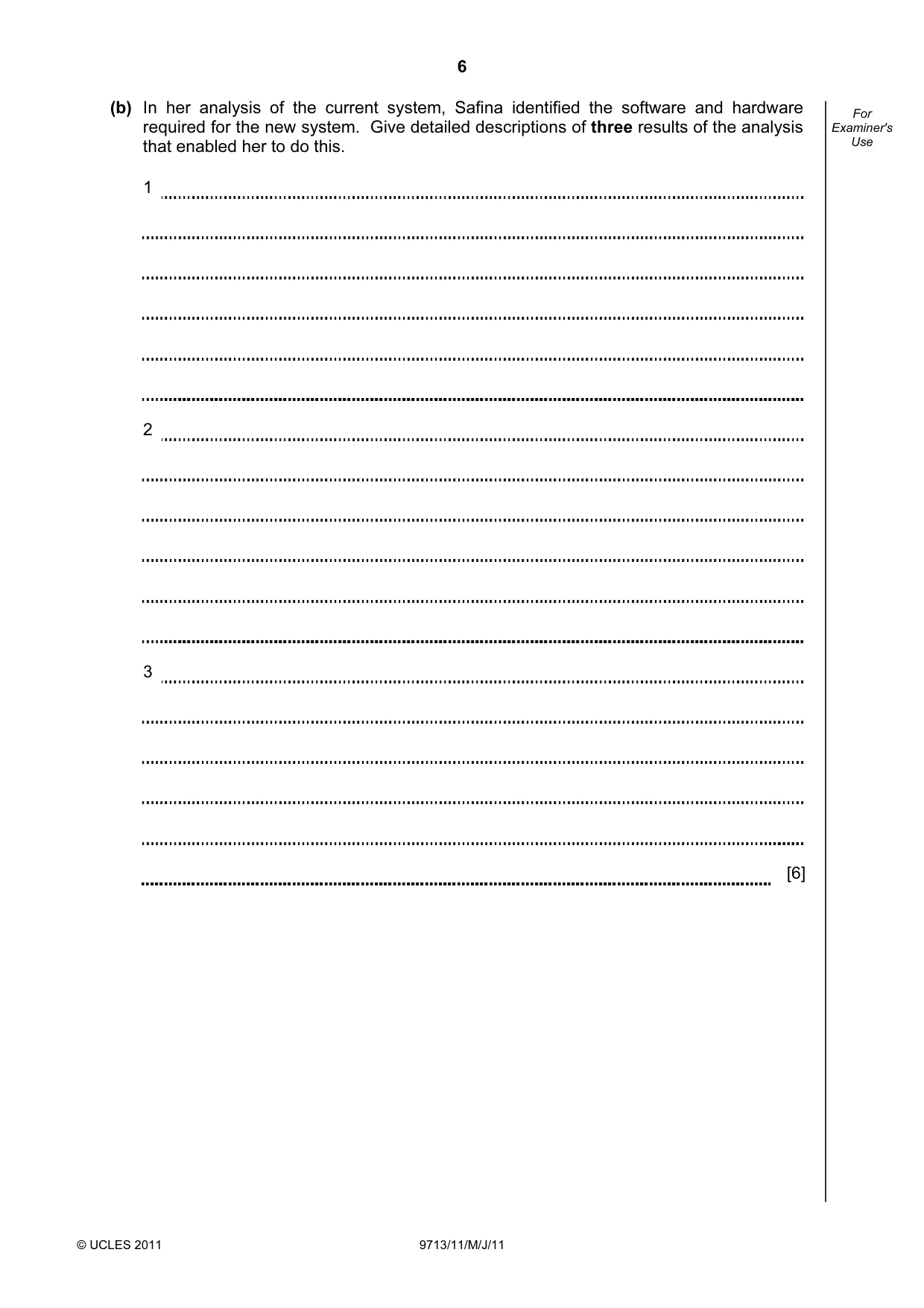 Cambridge A Level Applied Information and Communication Technology 9713 2011 May/June Paper 1 · Variant 1 question paper, page 6 of 20