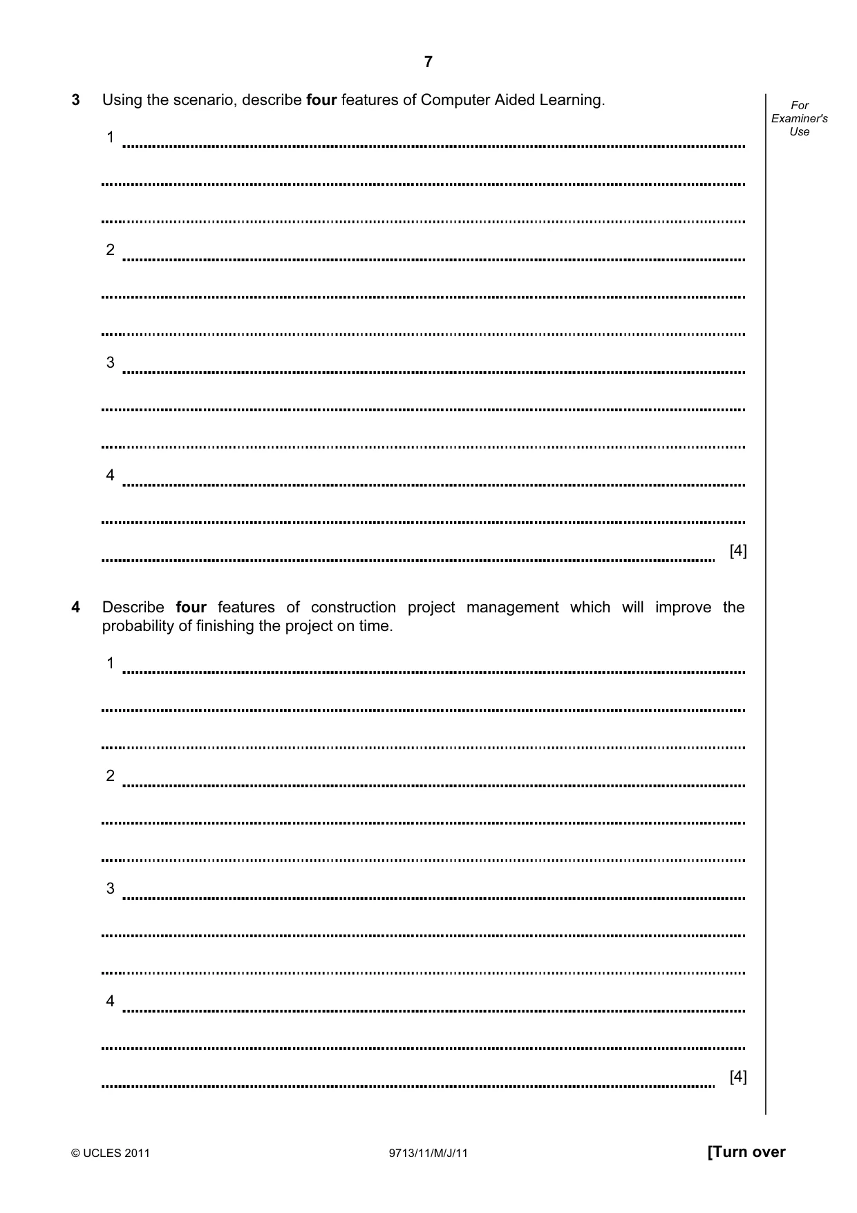 Cambridge A Level Applied Information and Communication Technology 9713 2011 May/June Paper 1 · Variant 1 question paper, page 7 of 20