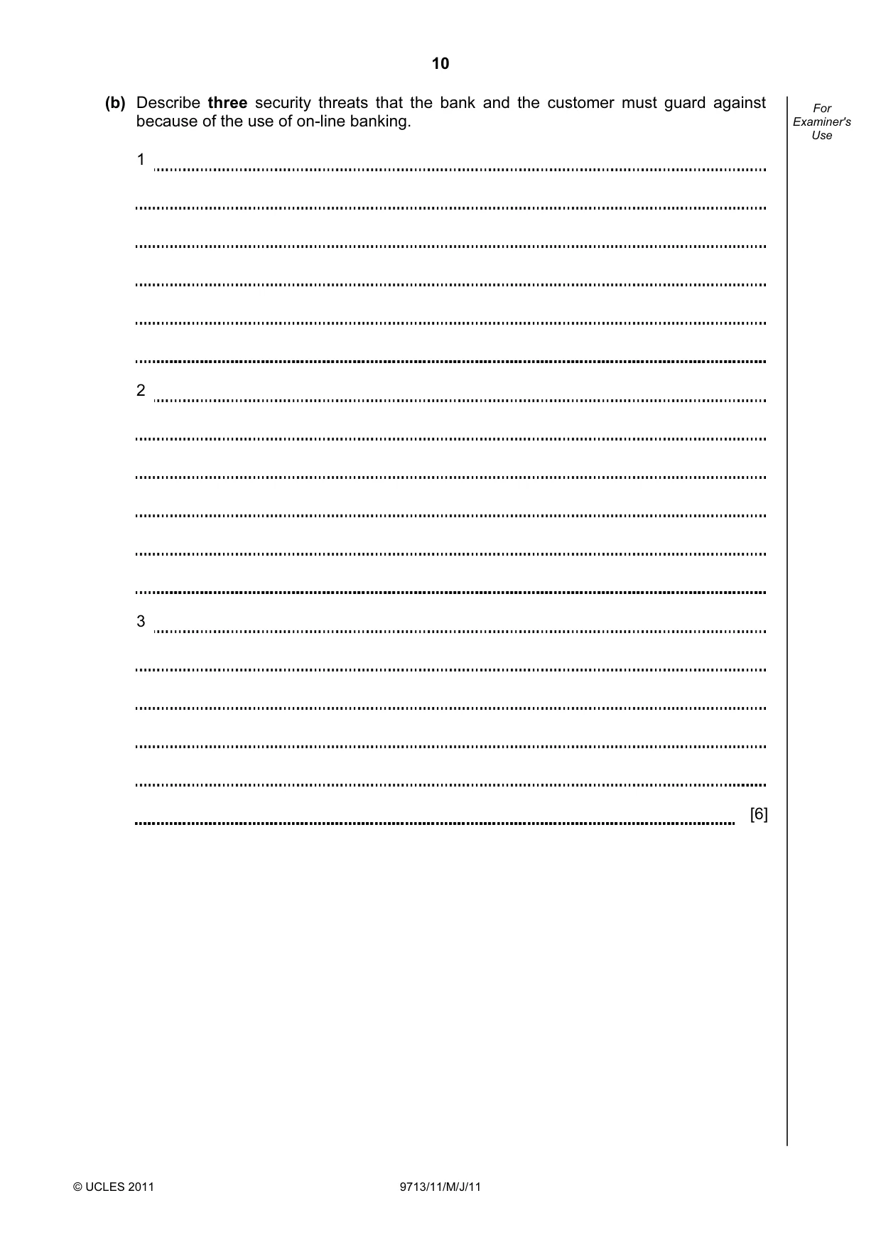 Cambridge A Level Applied Information and Communication Technology 9713 2011 May/June Paper 1 · Variant 1 question paper, page 10 of 20