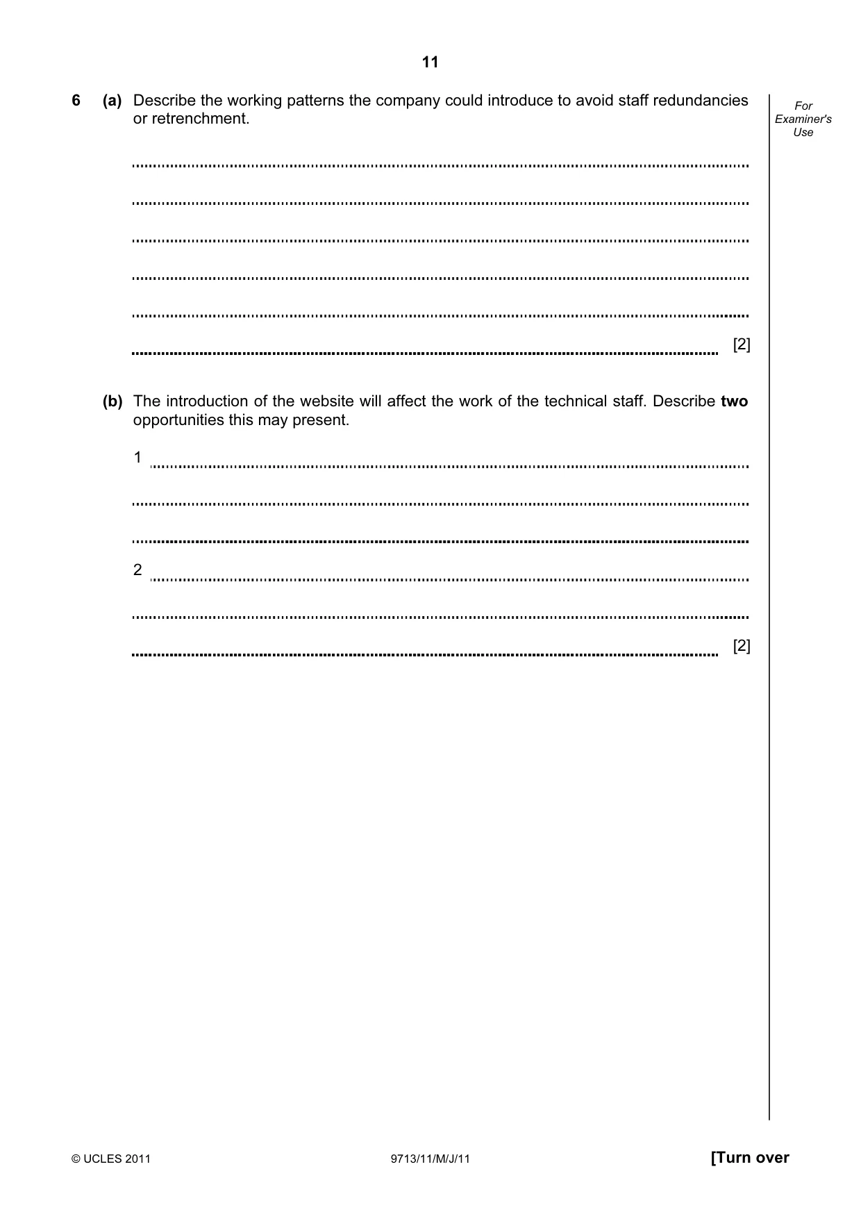 Cambridge A Level Applied Information and Communication Technology 9713 2011 May/June Paper 1 · Variant 1 question paper, page 11 of 20