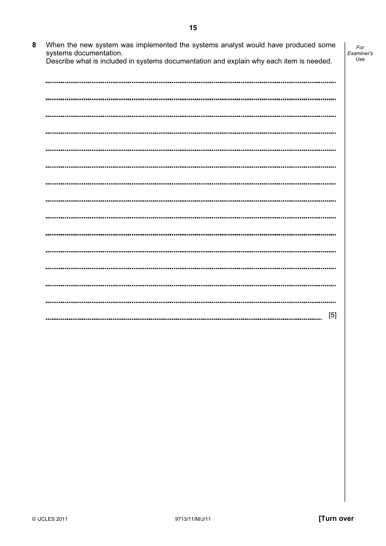 Cambridge A Level Applied Information and Communication Technology 9713 2011 May/June Paper 1 · Variant 1 question paper, page 15 of 20