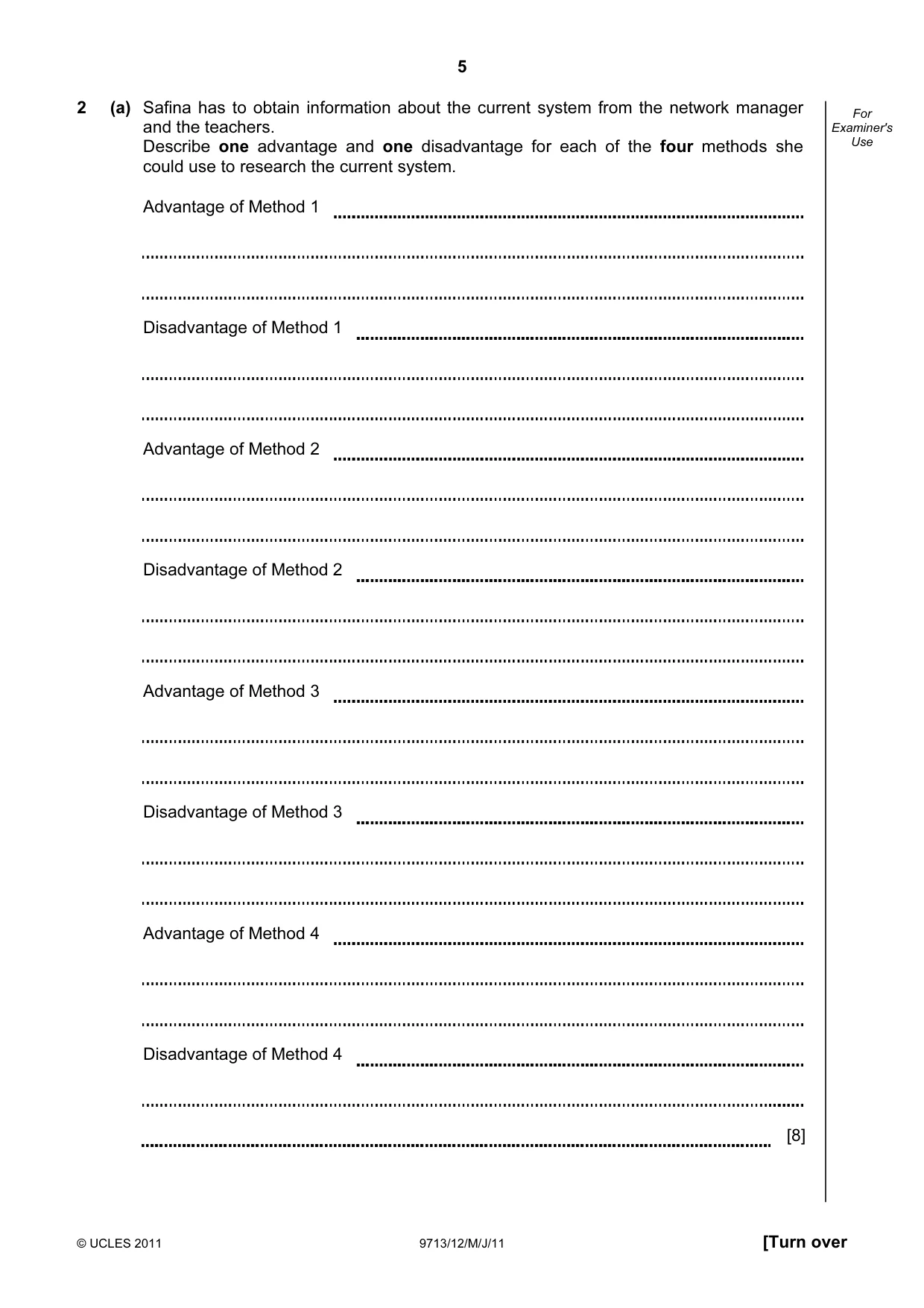 Cambridge A Level Applied Information and Communication Technology 9713 2011 May/June Paper 1 · Variant 2 question paper, page 5 of 20