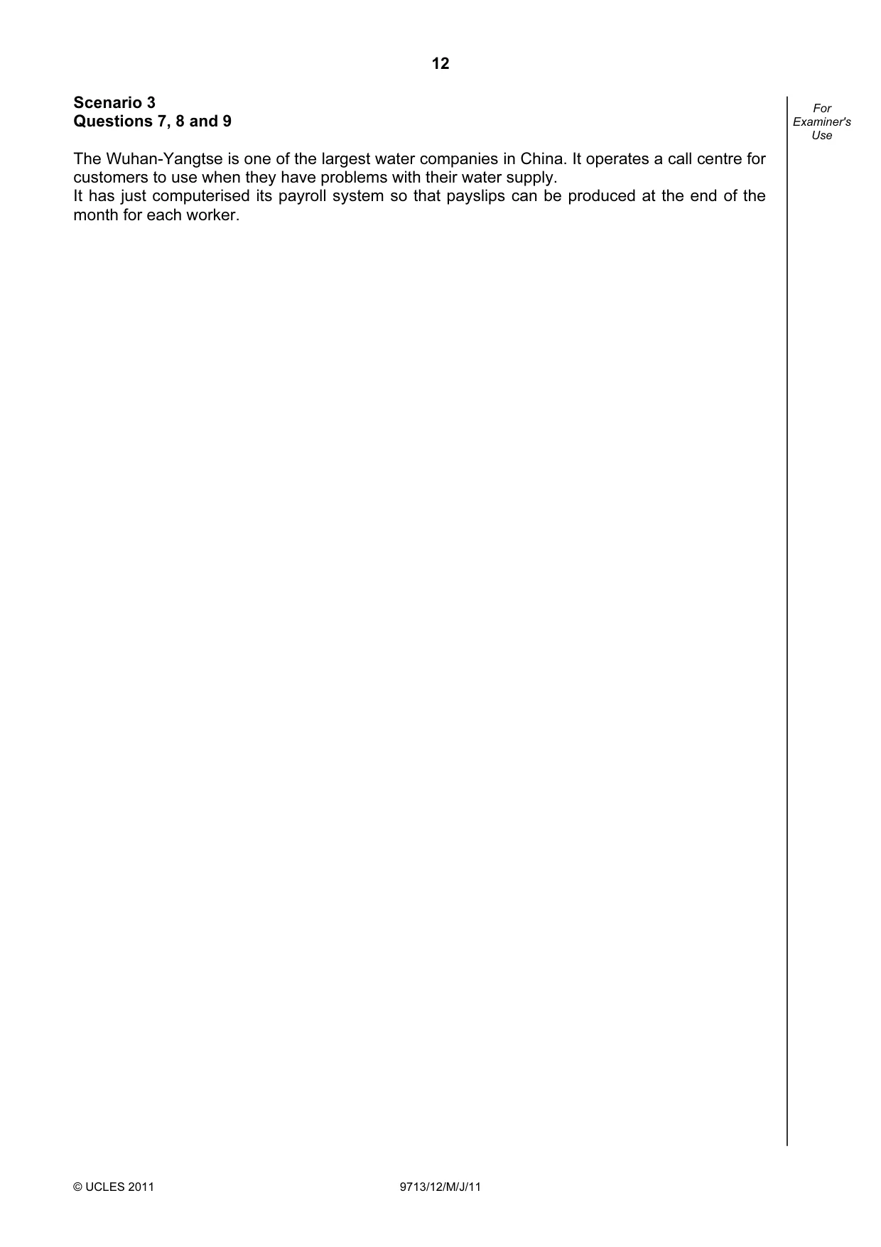 Cambridge A Level Applied Information and Communication Technology 9713 2011 May/June Paper 1 · Variant 2 question paper, page 12 of 20