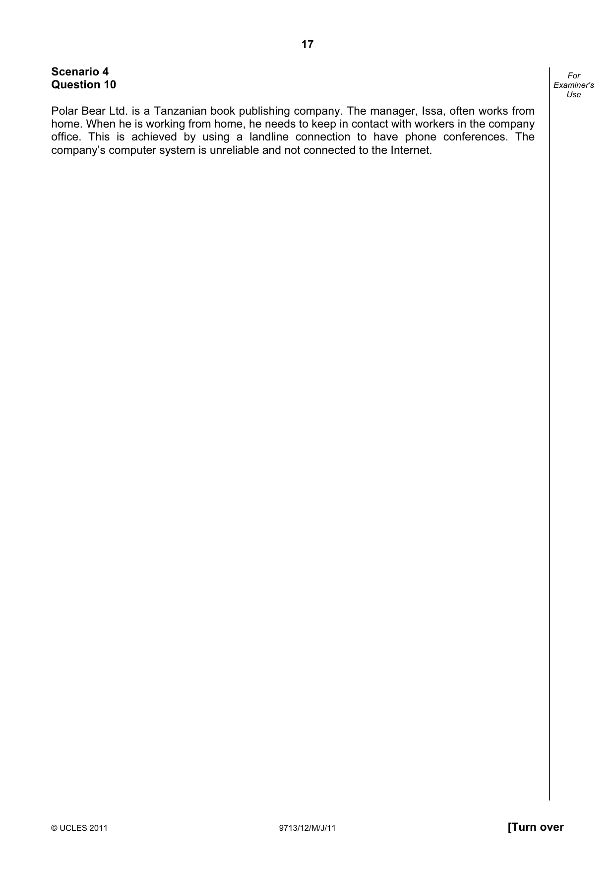 Cambridge A Level Applied Information and Communication Technology 9713 2011 May/June Paper 1 · Variant 2 question paper, page 17 of 20