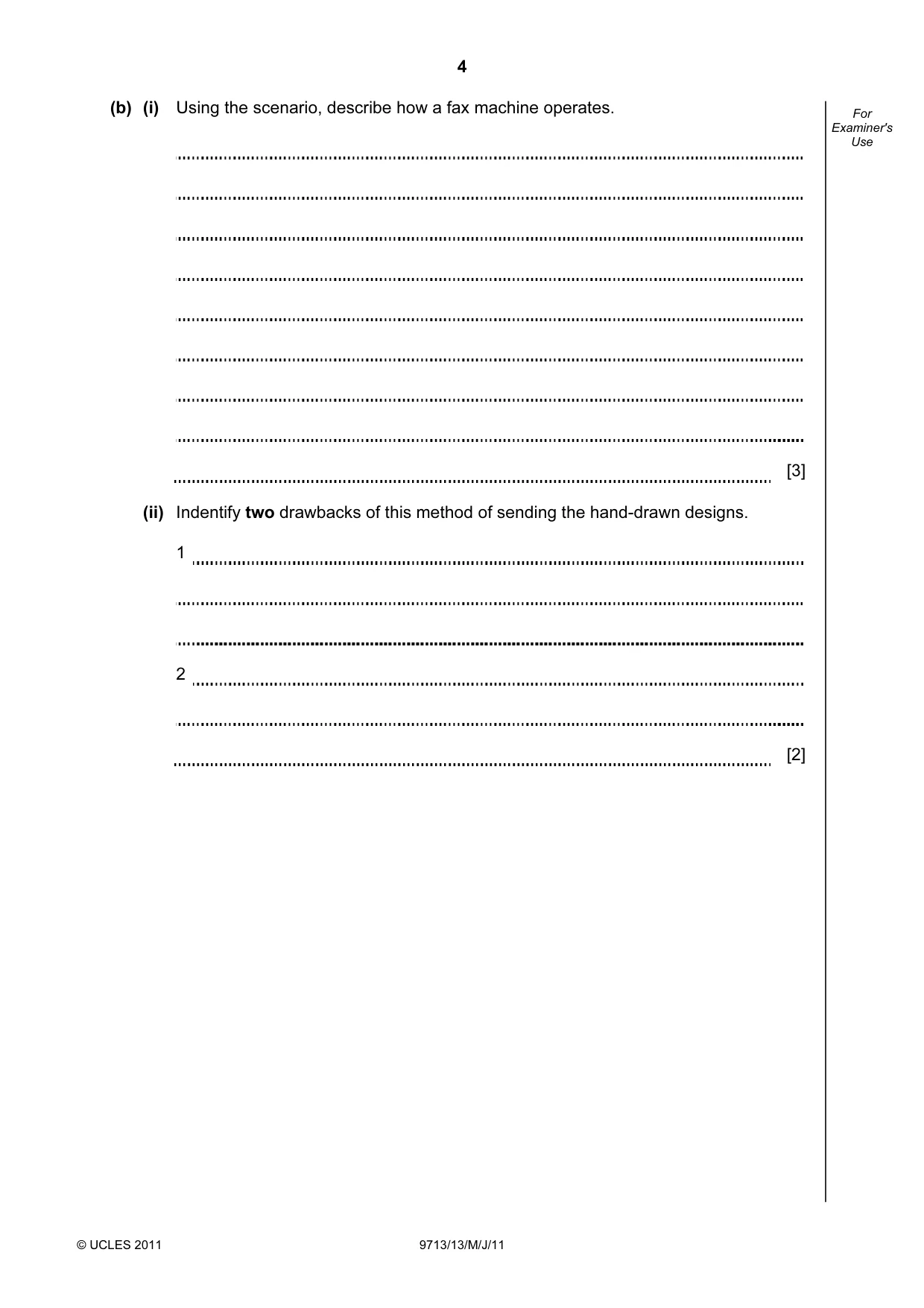 Cambridge A Level Applied Information and Communication Technology 9713 2011 May/June Paper 1 · Variant 3 question paper, page 4 of 20