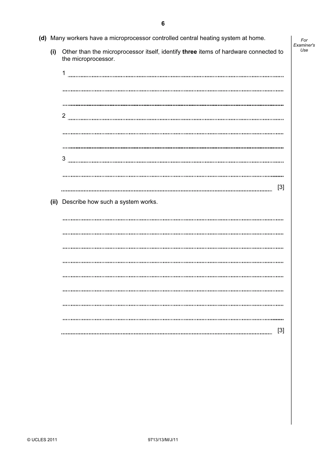 Cambridge A Level Applied Information and Communication Technology 9713 2011 May/June Paper 1 · Variant 3 question paper, page 6 of 20