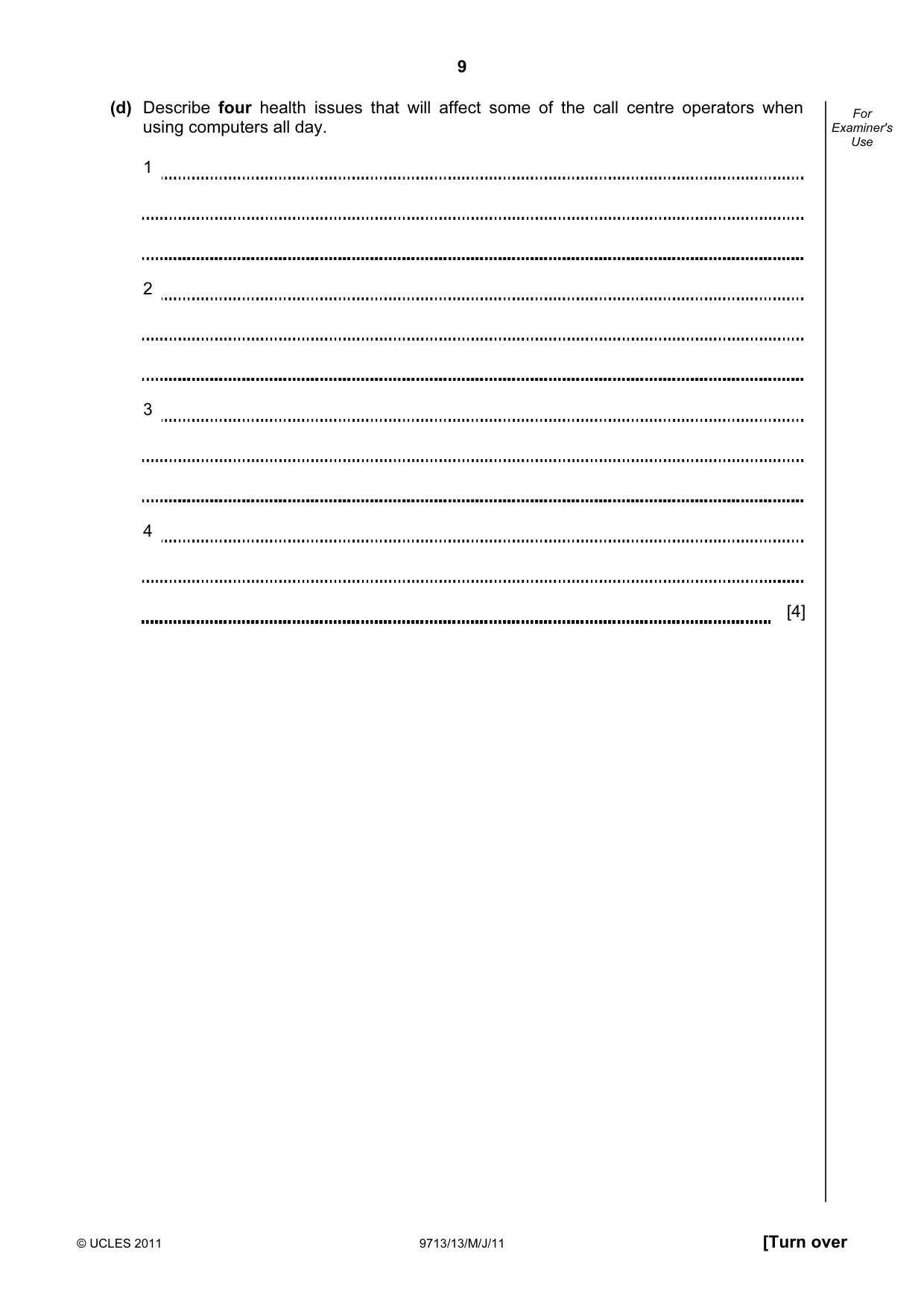 Cambridge A Level Applied Information and Communication Technology 9713 2011 May/June Paper 1 · Variant 3 question paper, page 9 of 20