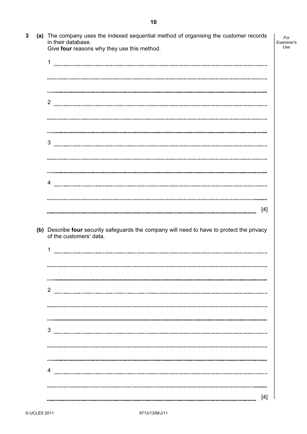 Cambridge A Level Applied Information and Communication Technology 9713 2011 May/June Paper 1 · Variant 3 question paper, page 10 of 20