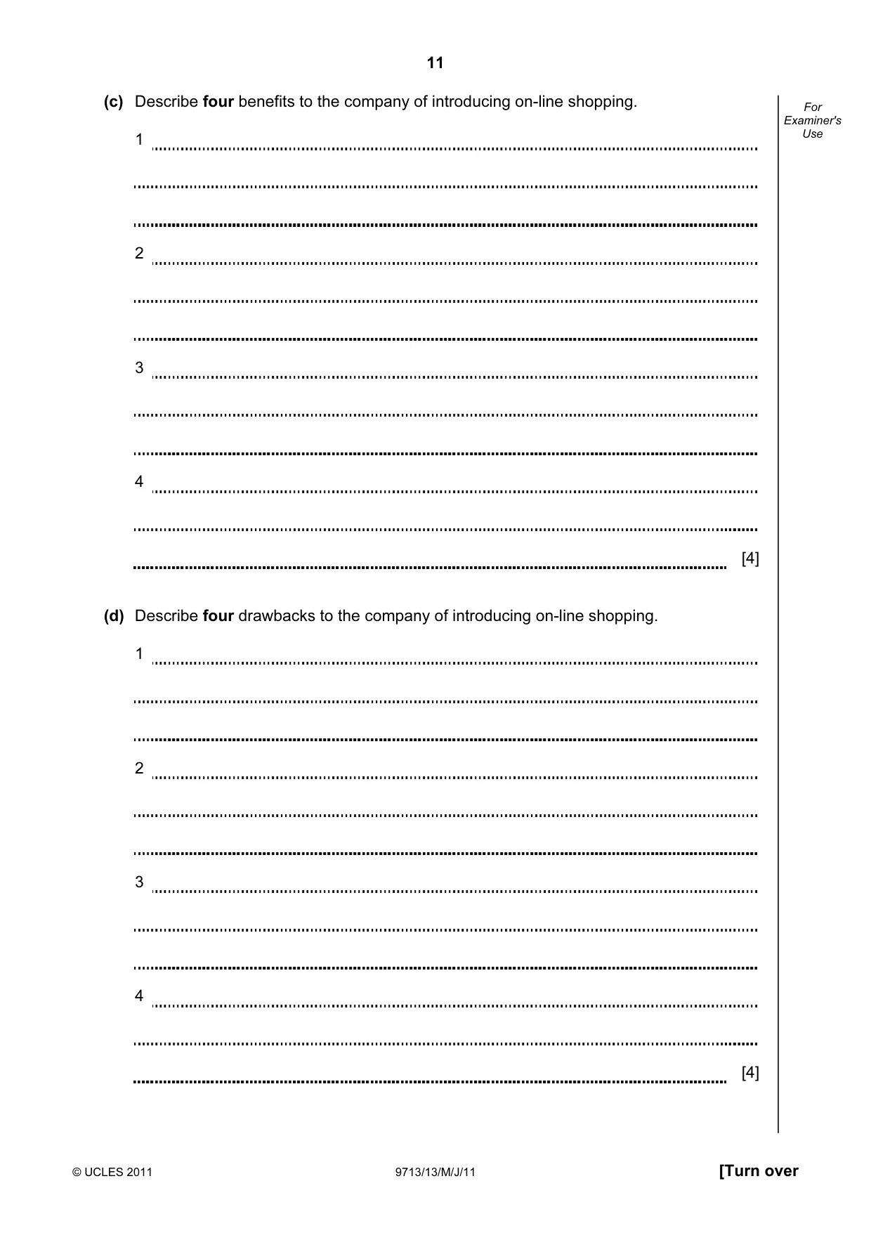 Cambridge A Level Applied Information and Communication Technology 9713 2011 May/June Paper 1 · Variant 3 question paper, page 11 of 20