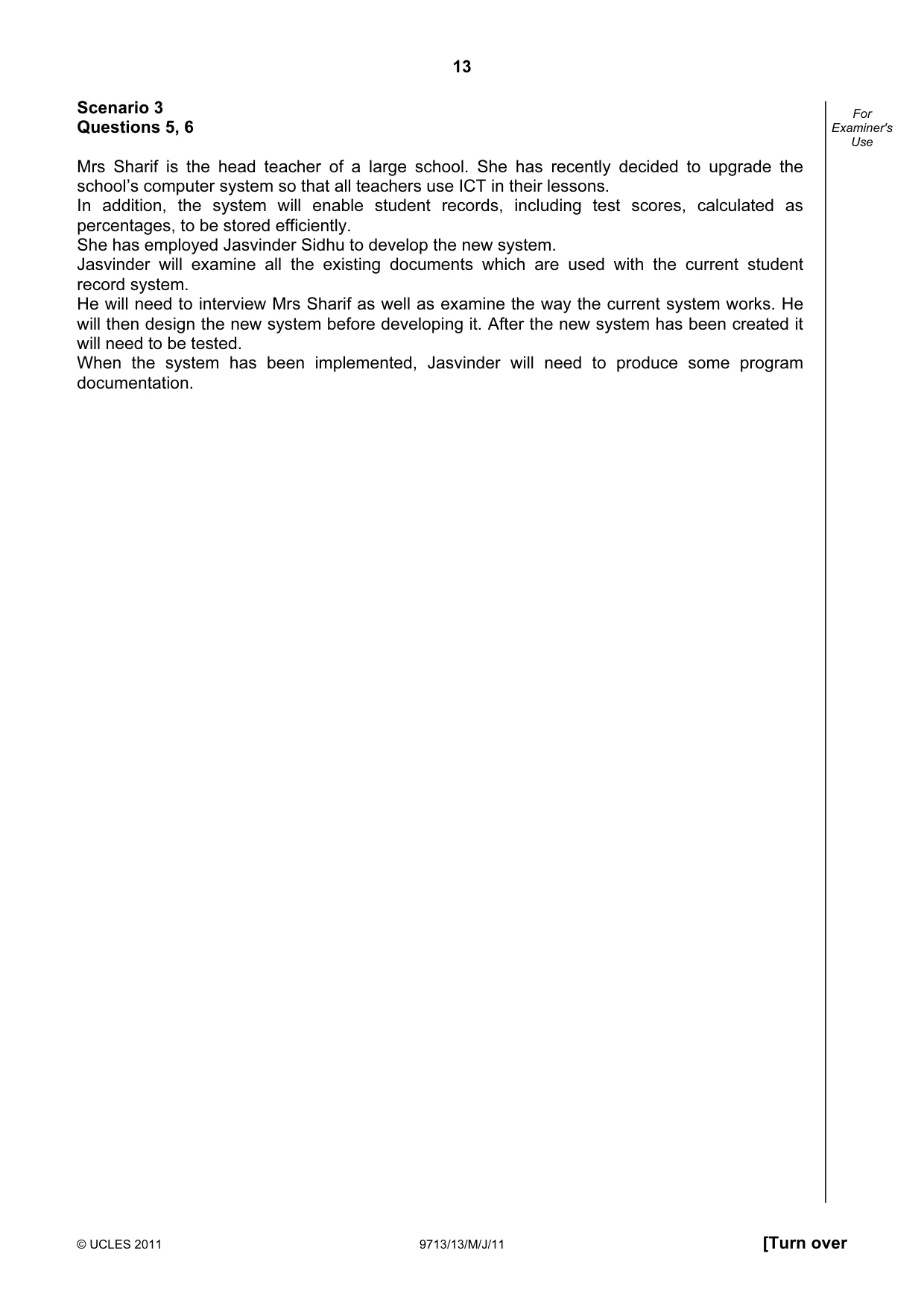 Cambridge A Level Applied Information and Communication Technology 9713 2011 May/June Paper 1 · Variant 3 question paper, page 13 of 20